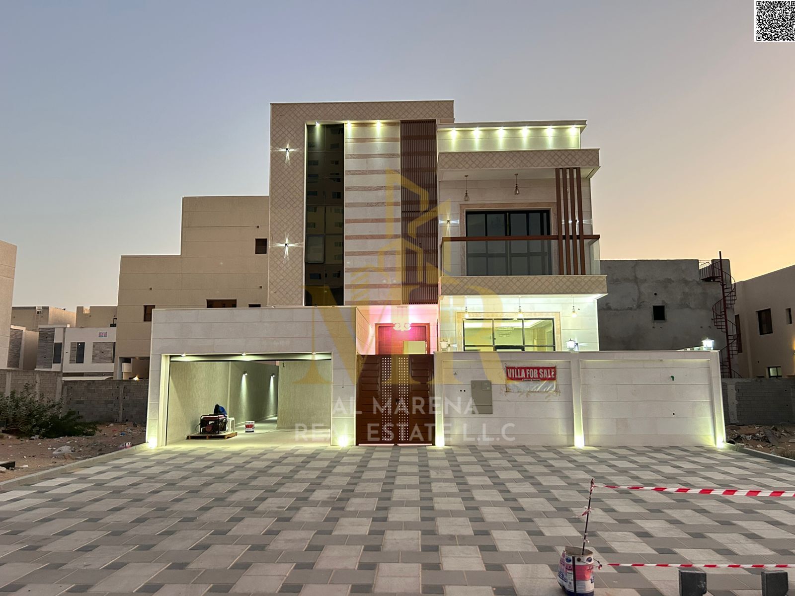 Villa for sale in Al Amrah area, Ajman. A very elegant and beautiful villa, close to all services. A super deluxe villa in one of the most prestigious