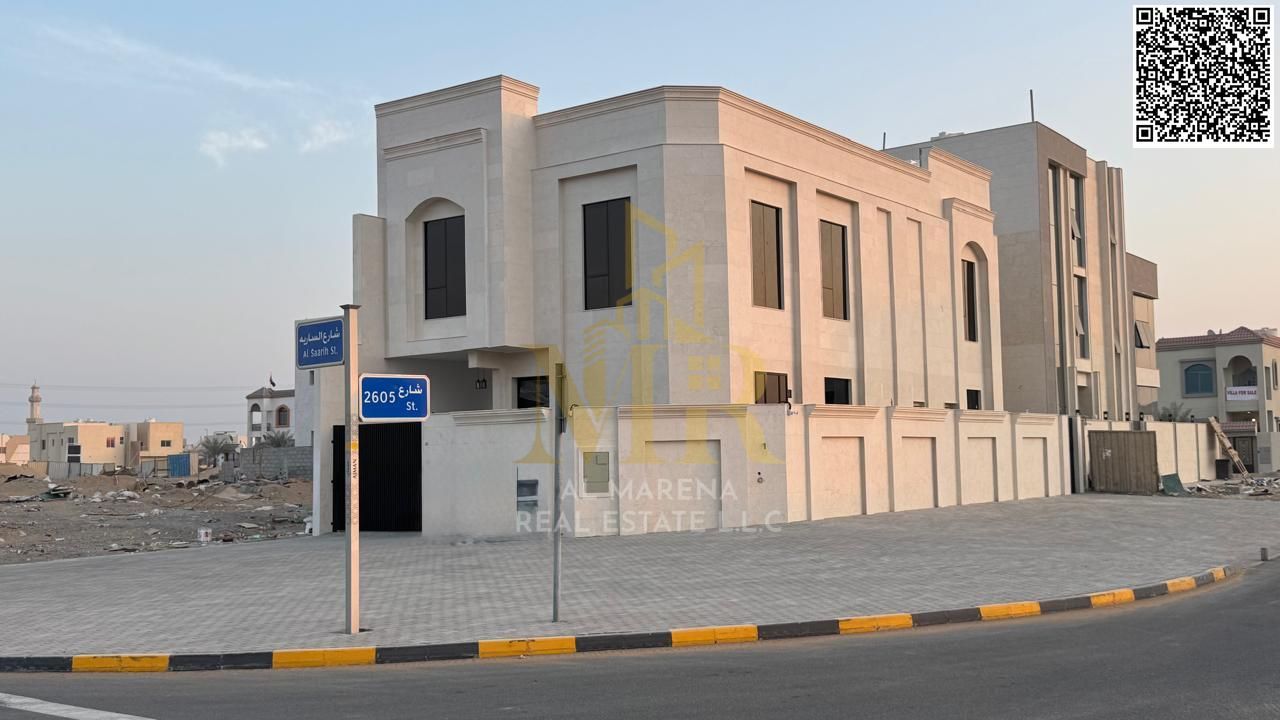 Corner Villa for Sale in Al Helio 1 – Ajman Two Floors | 4 Master Bedrooms | Open Kitchen | Registration Included