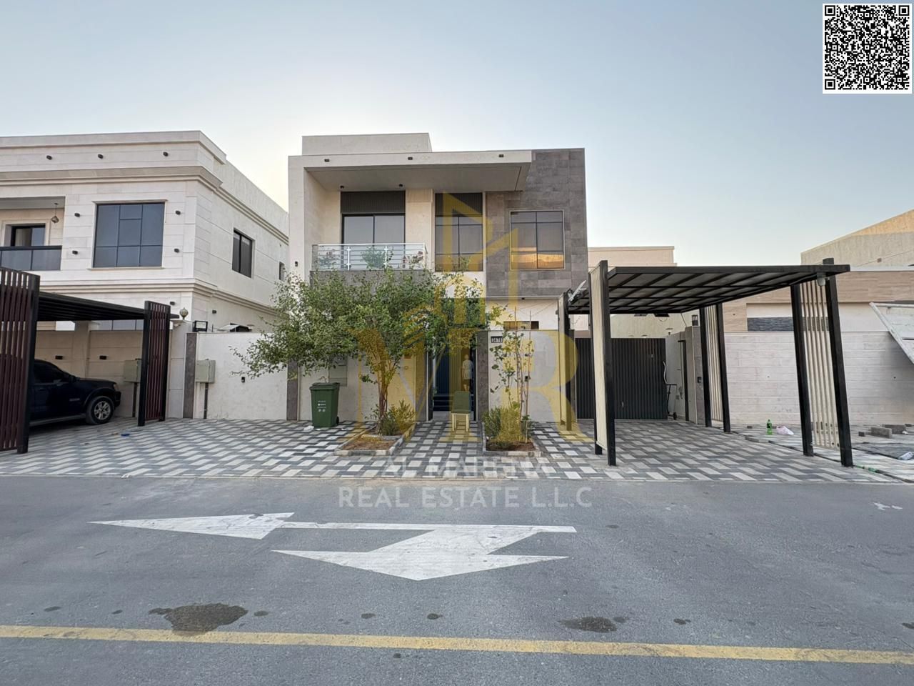 Modern Villa for Sale in Al Helio 2 – Ajman 4 Master Bedrooms | Two Floors + Rooftop | Utilities & A/C Included