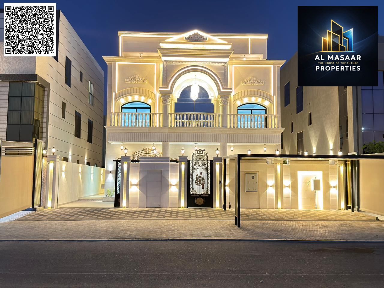 Opportunity to own a two-story villa in the most prestigious area of Ajman, with a rooftop, internal elevator, electricity, and water directly on th