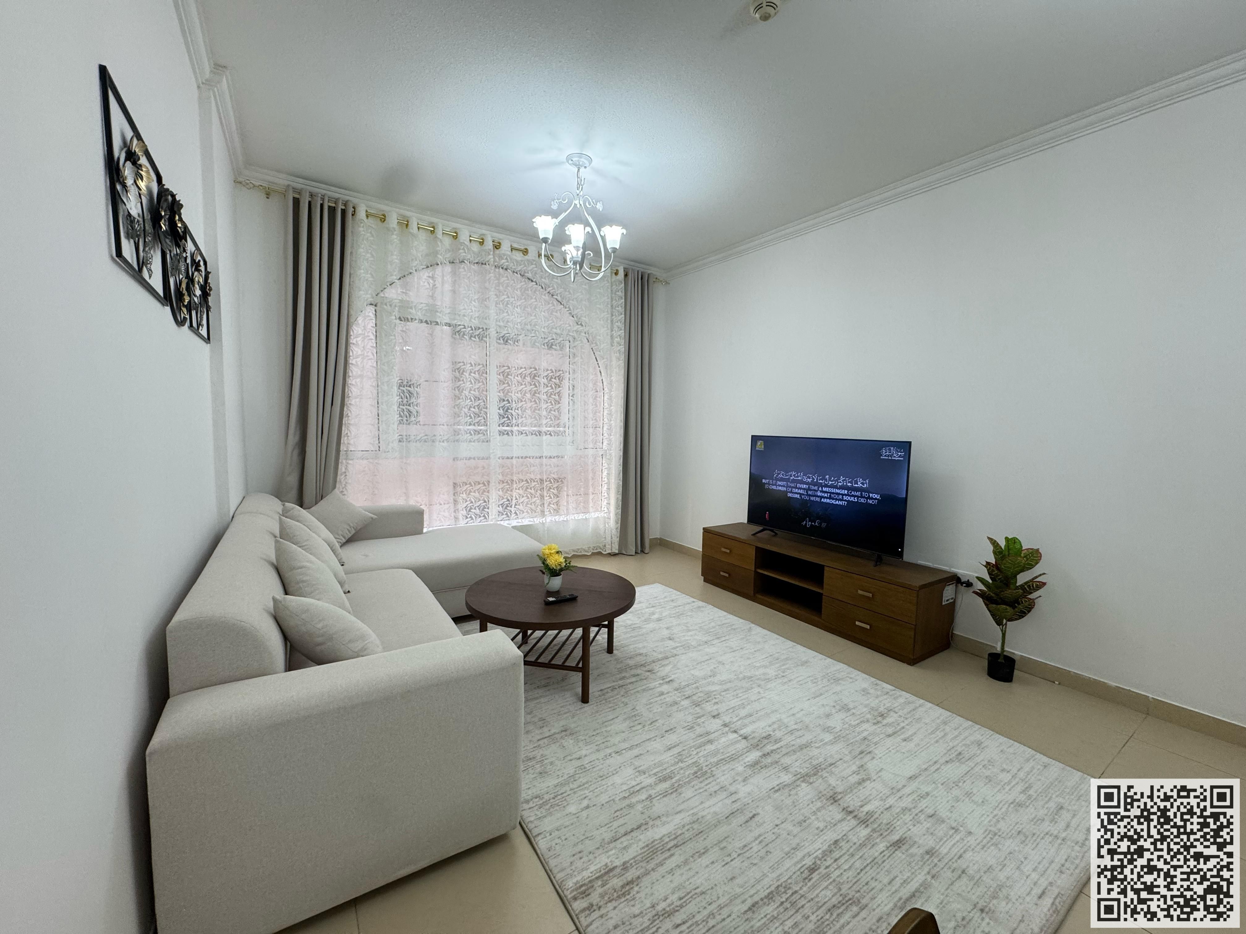 Luxury Apartment One bedroom, living room, and balcony for monthly rent in Ajman, Jasmine Tower. Fully furnished, at a special price! Rent include