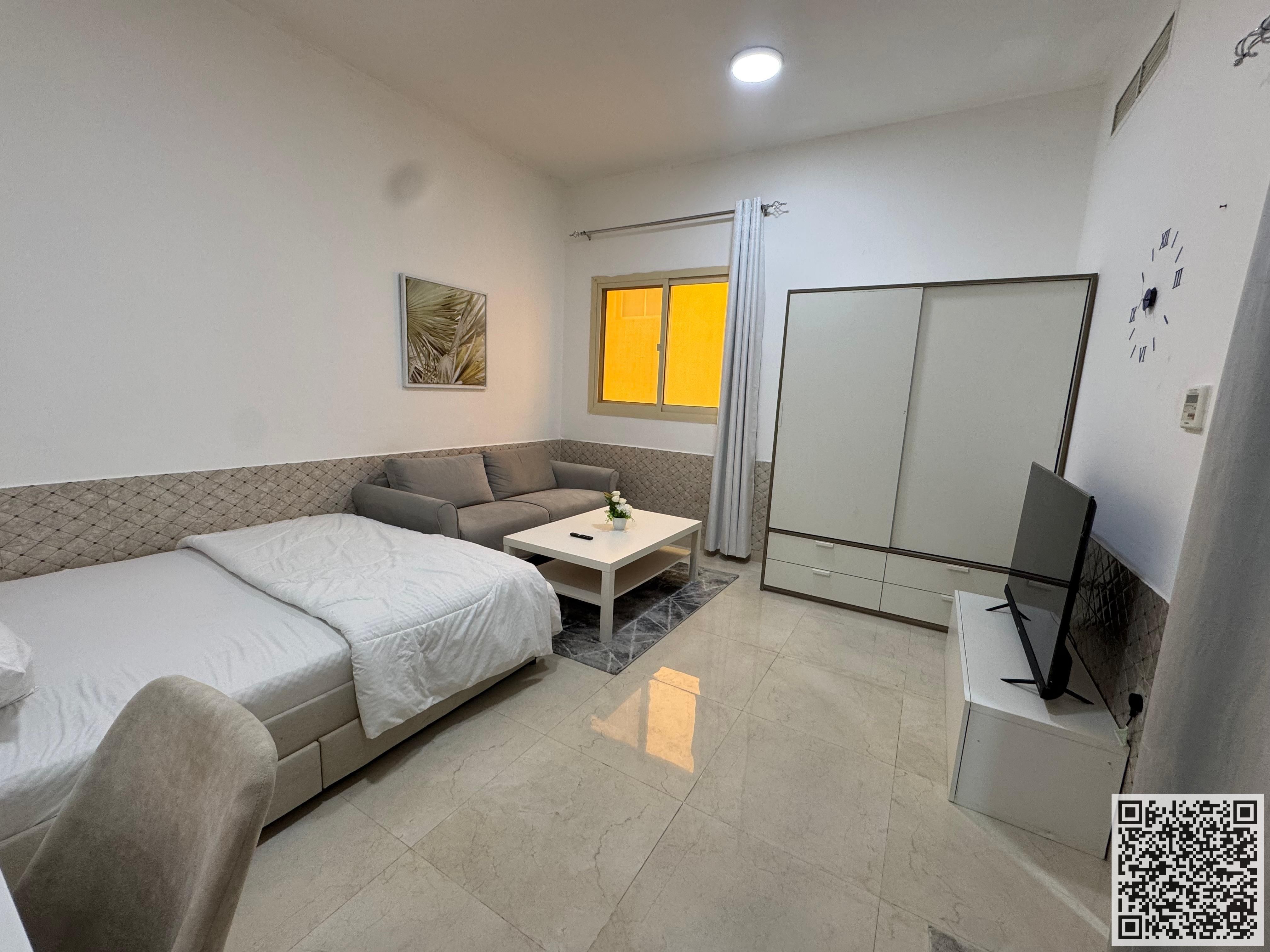 Luxurious fully furnished studio apartment for monthly rent in Ajman, Al Muwaihat. Fully furnished, at a special price! Rent includes utilities, net