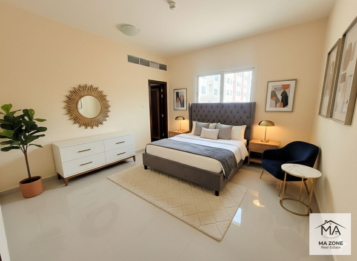 Biggest hall of muweillah in 2bhk with 3 bath in new condition like building