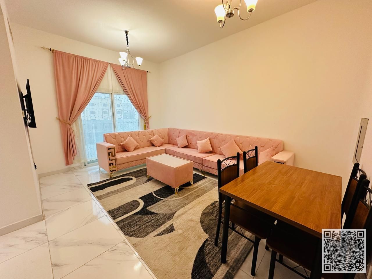 Furnished one-bedroom apartment for monthly rent in Ajman, Al Rashidiya 3 area - near Grand Mall Includes bills and internet, tidy furnishings