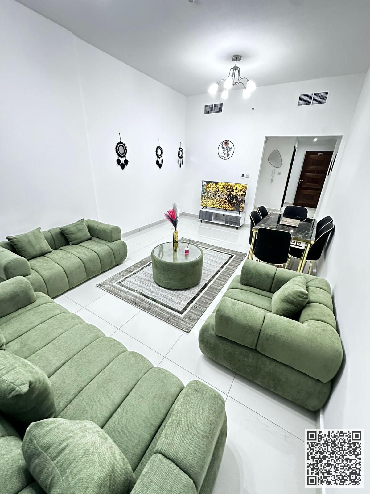 Luxury Brand-New 1BHK Apartment – First Tenant in Al Ghoroob Tower, Musherif, Ajman Stylish apartment with brand-new, modern furniture –