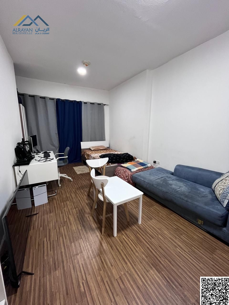 Furnished studio apartment for monthly rent in Orient Towers Ajman with parking at a special price