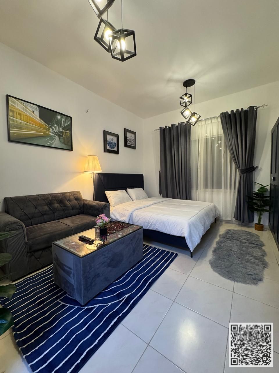 Furnished semi-detached kitchen studio apartment with hotel-style furnishings for monthly rent in Ajman - Al Jurf 2 - next to Al Aqsa School