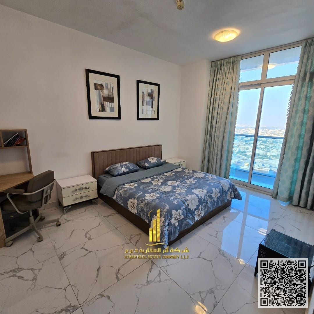 Fully furnished one-bedroom apartment with a hall, with open view, including all services, with a gym, swimming pool, and private parking.