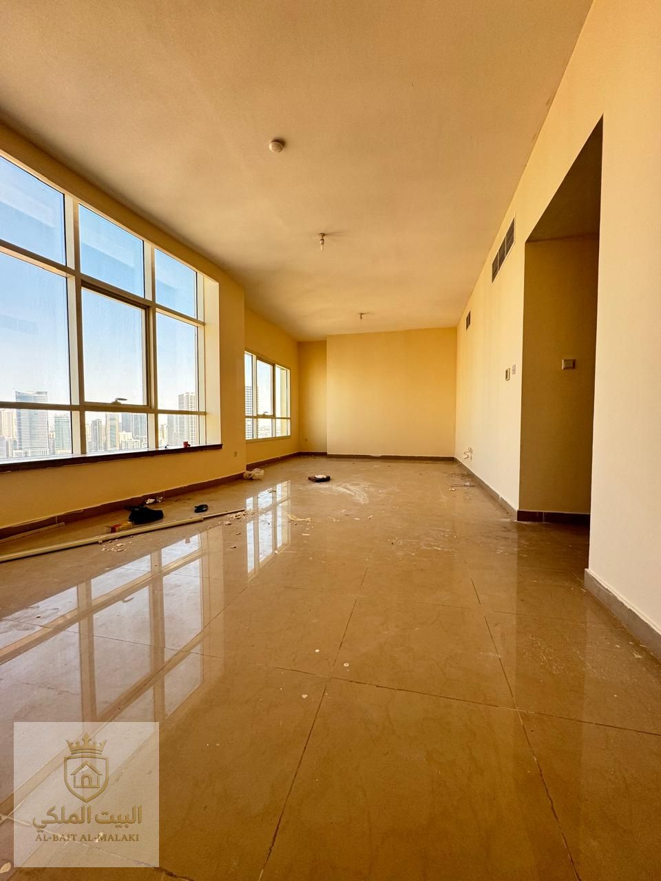 Two bedrooms and a living room in Al Majaz 2 With a maid's room Four bathrooms Available in four installments Beautiful open view Close to all essential services Shops Restaurants 24-hour security CCTV