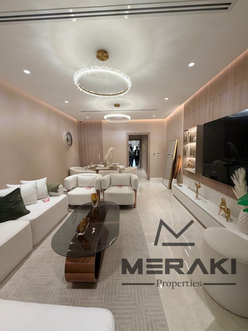 Two bedrooms and a living room for ownership, fully furnished. First payment: 93,670 AED, monthly installment: 9,300 AED