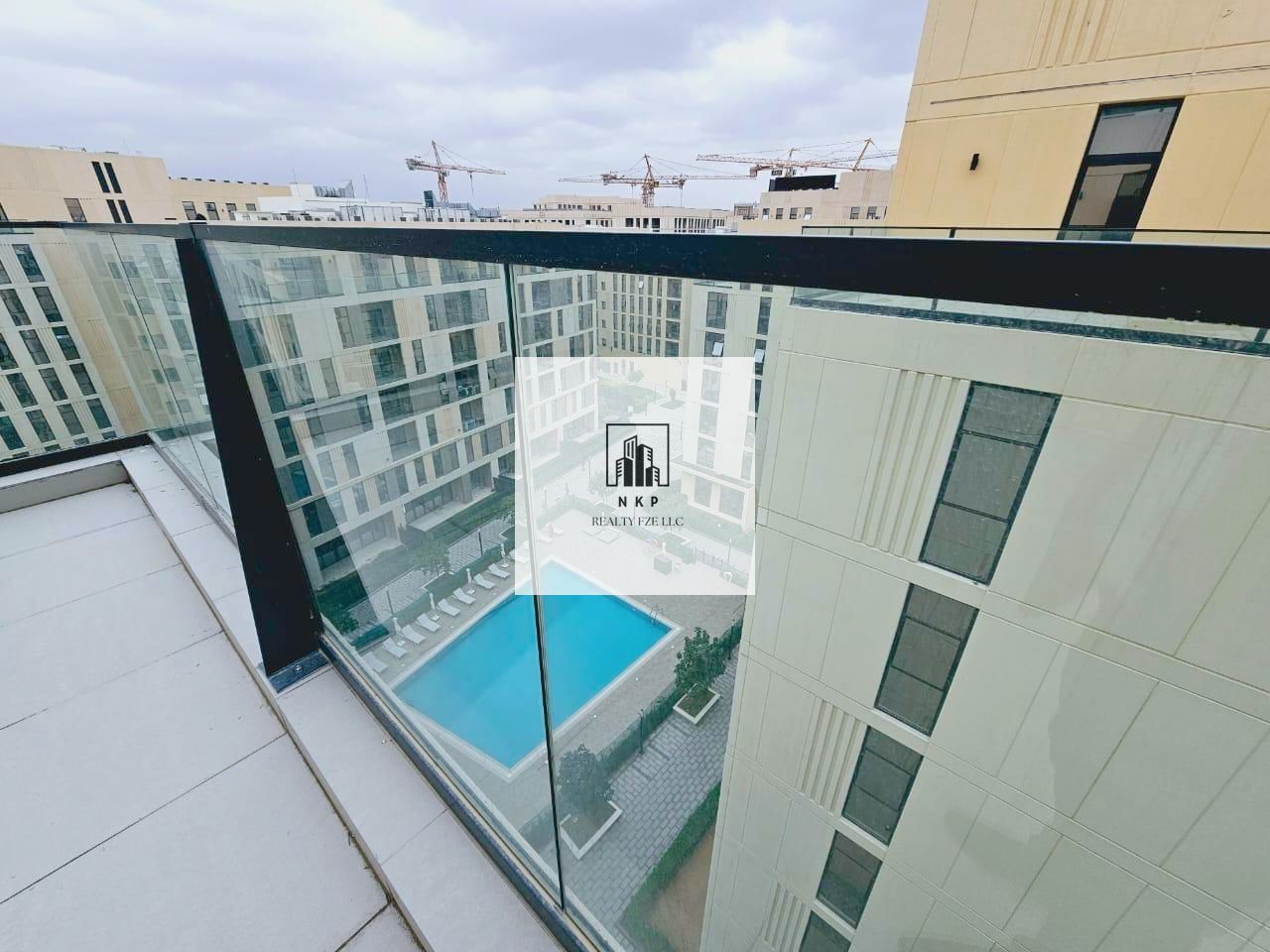 Spacious luxurious studio apartment with huge size terice and pool view