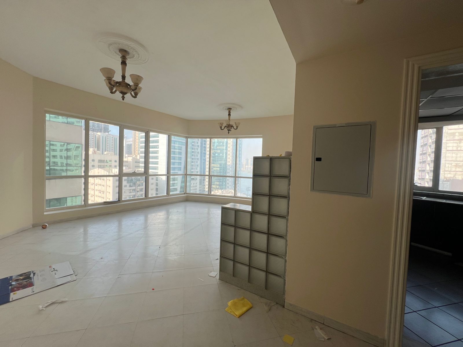 The most beautiful one-bedroom apartment with a spacious living room and wide layout, open view, modern finishing, built-in wardrobes, free A/C, one m