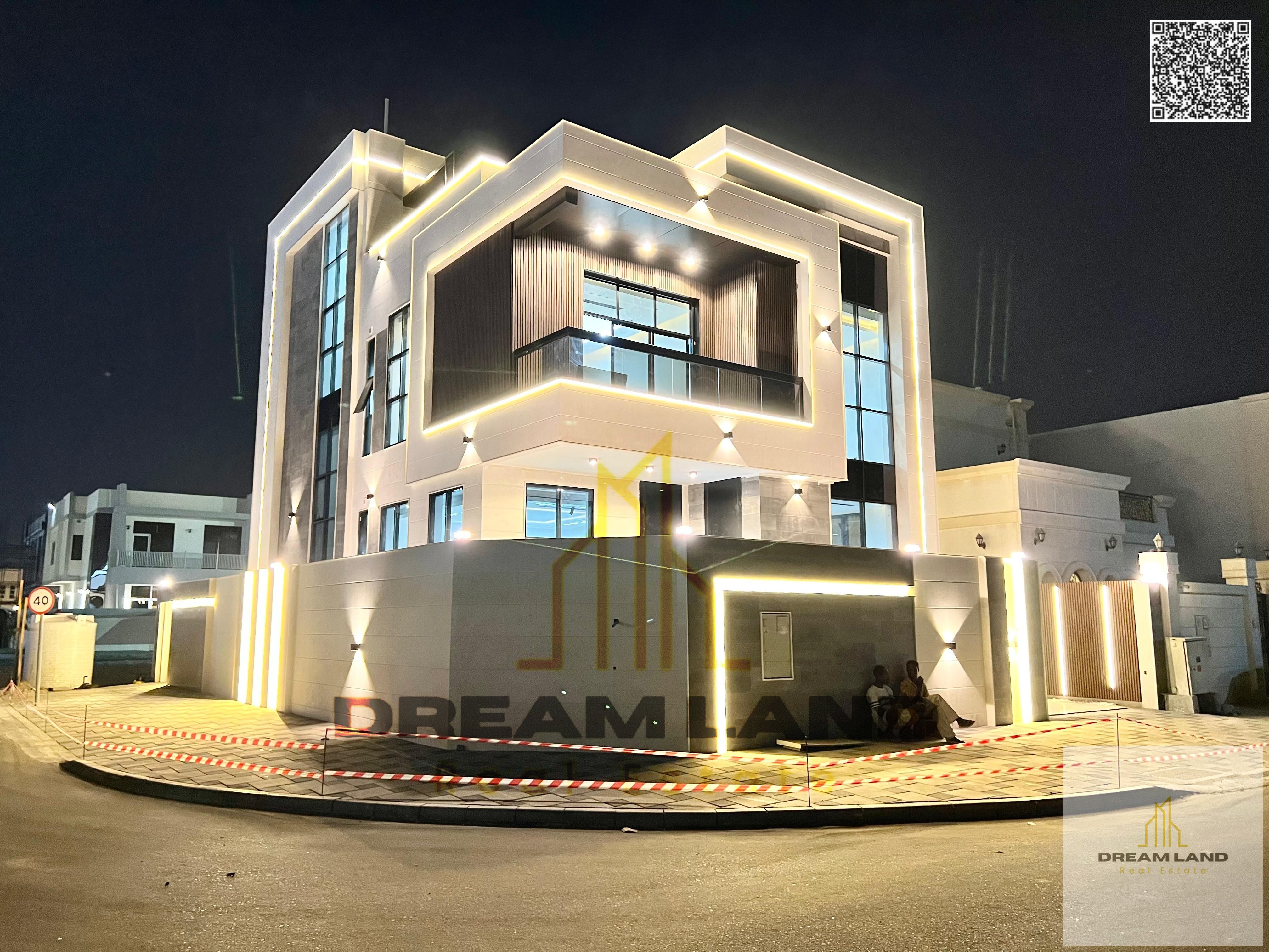 Direct from the owner, including all ownership fees: a villa in one of Ajman's most luxurious villas, built and finished to a super deluxe standard, w