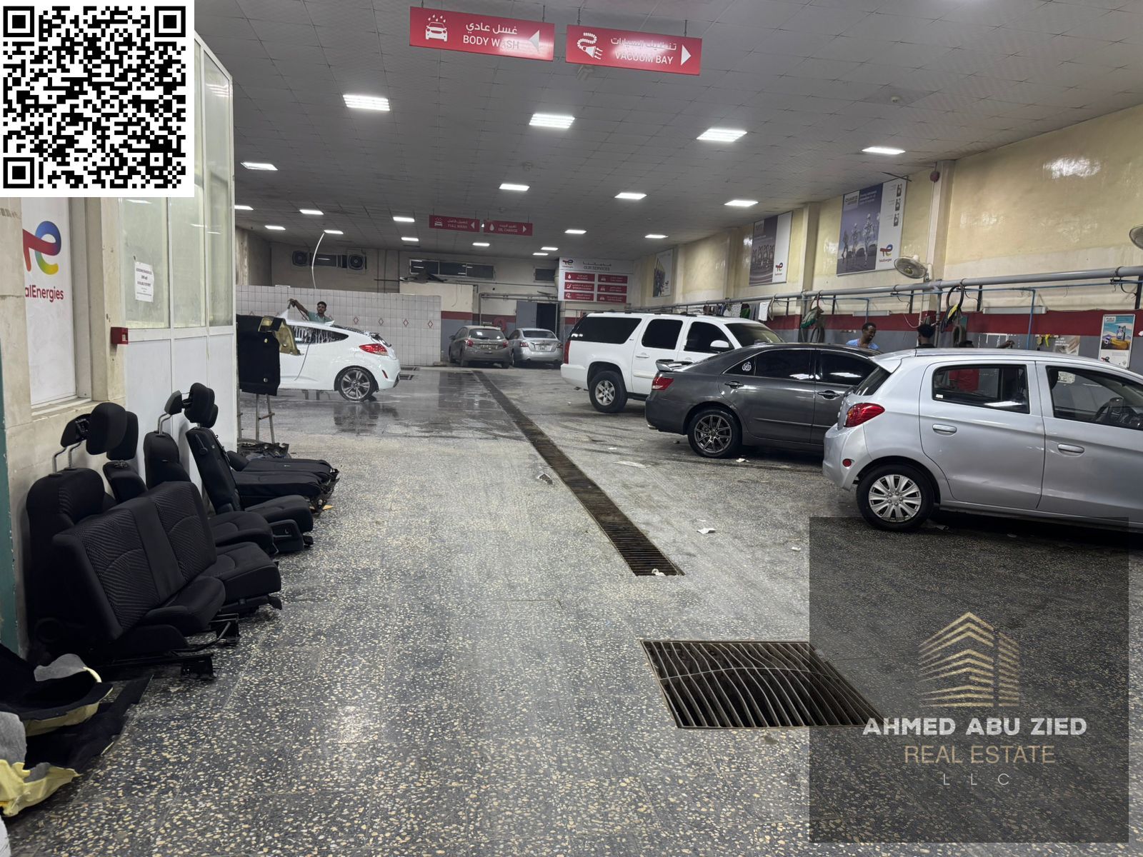 Exceptional investment opportunity – fully equipped car wash for sale in Ajman Industrial Area, 5500 sq. ft on main road with 2 lifts and high custome