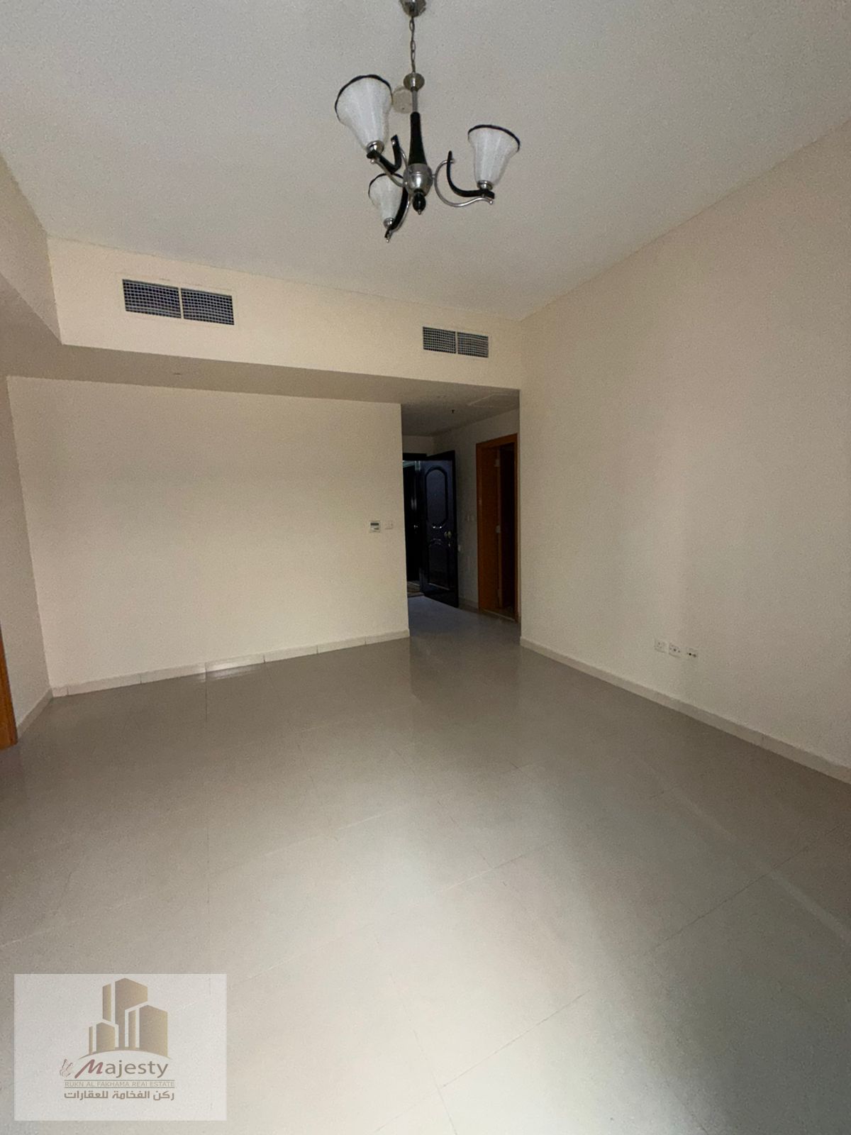 One-bedroom apartment with a living room and balcony available for rent in Sharjah, Al Taawun area.