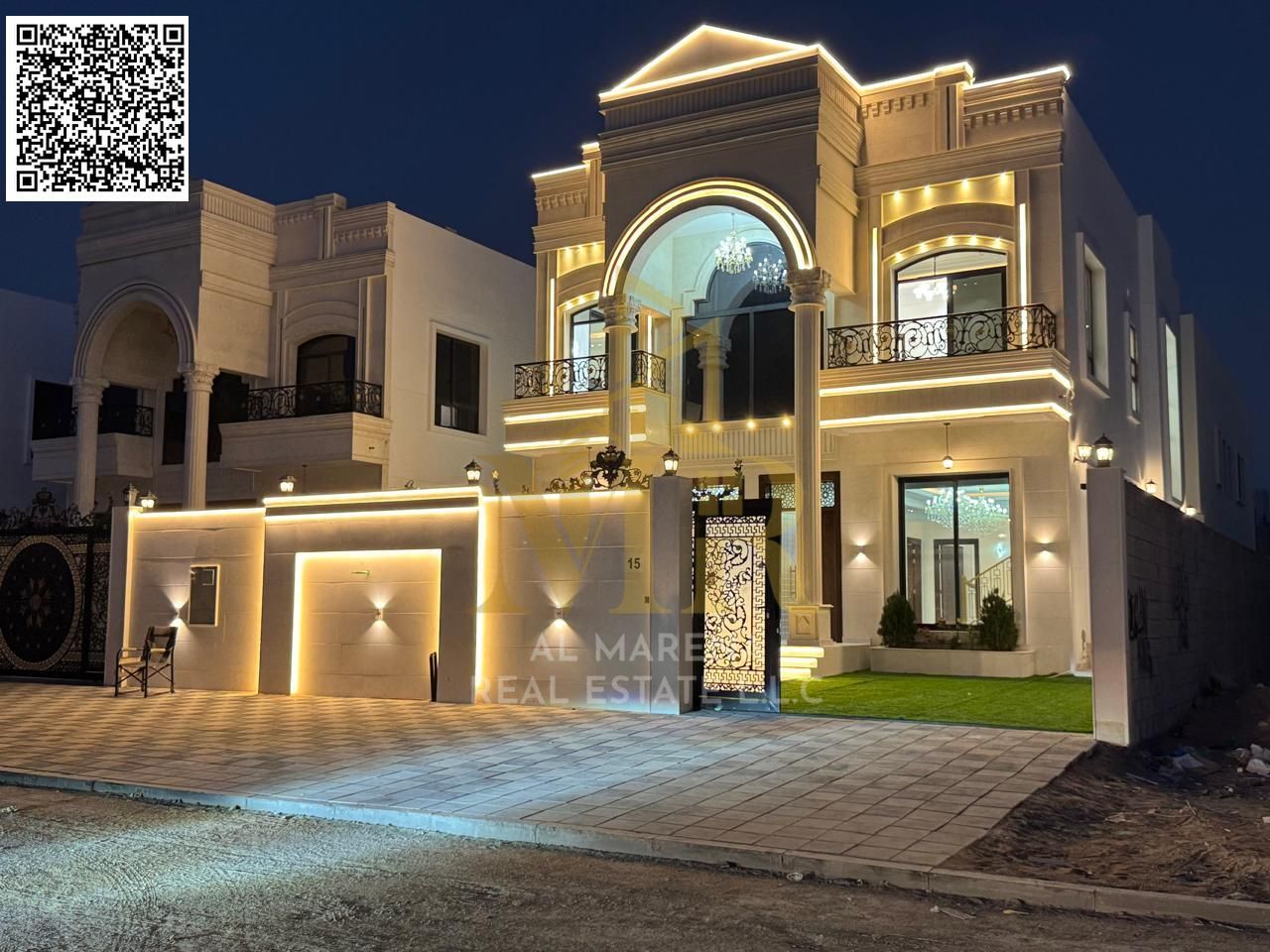 5 suites parentales | Majlis | 2 salons | Cuisine moderne | Cour latérale. Cette magnifique villa de deux étages, située à Al Helio 2, Ajman, est cons
