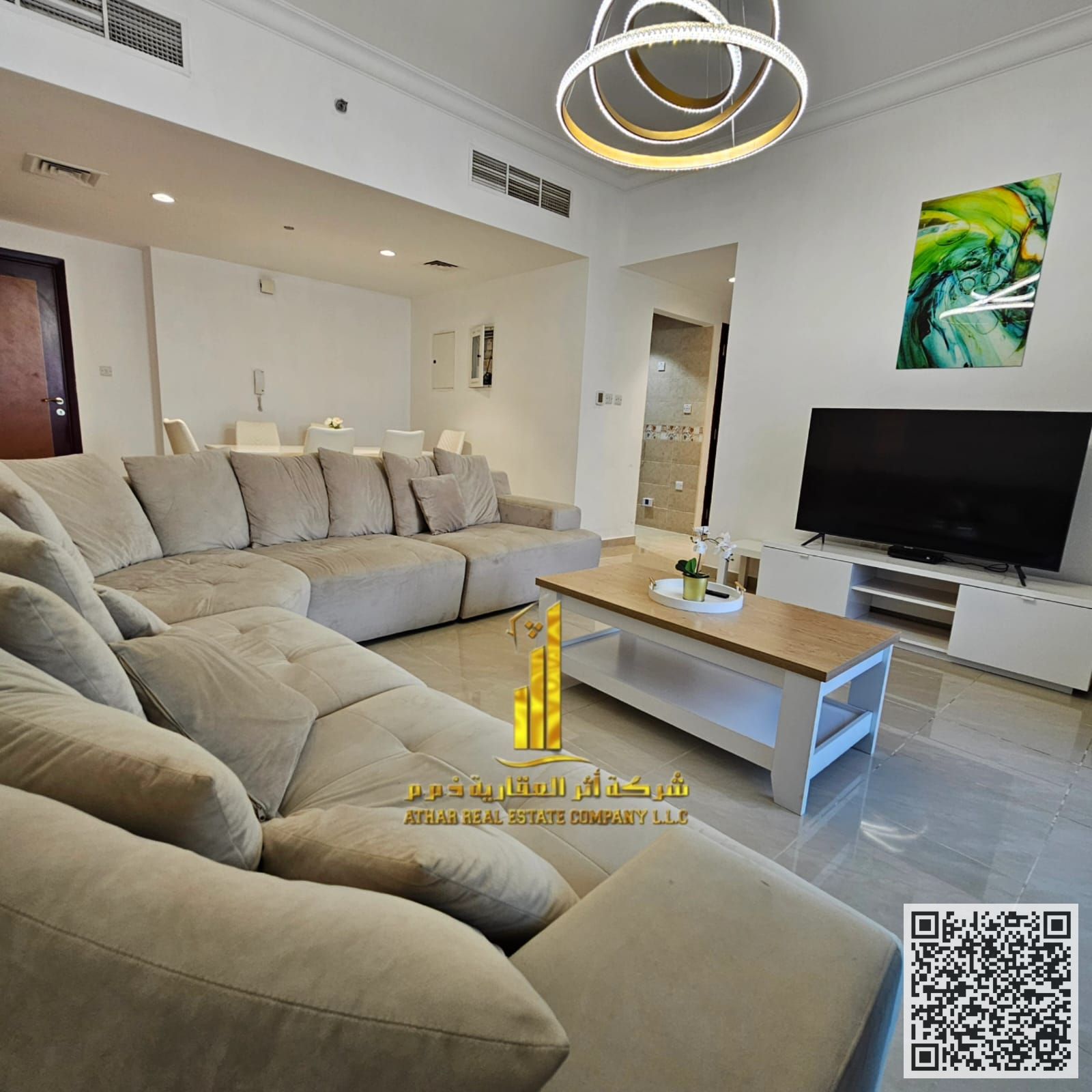 A fully furnished 2-bedroom apartment, with sea view balcony, including all services, with a gym, swimming pool, and private parking.