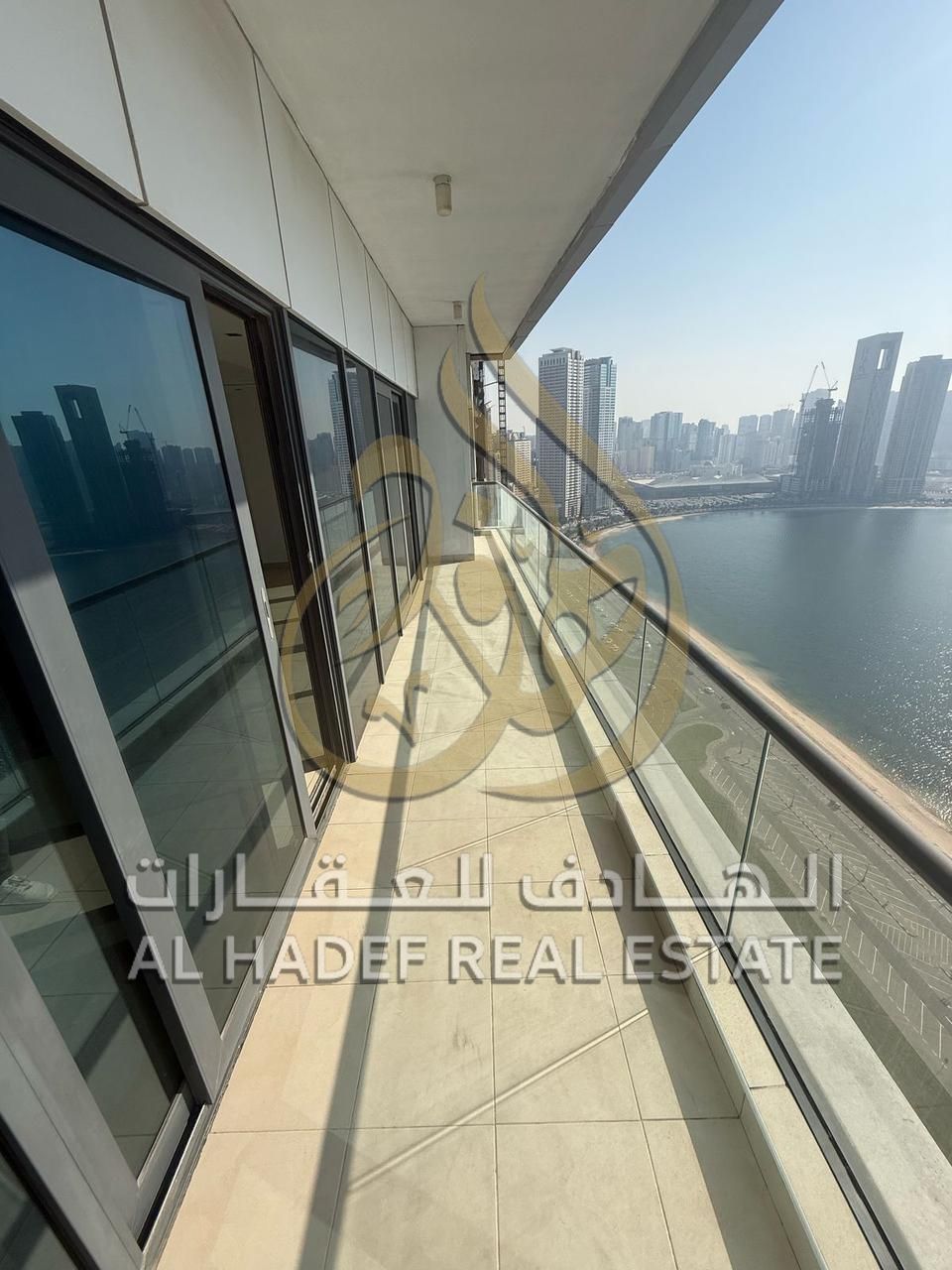 Annual Rent – Sharjah | Al Khan (First Row on Corniche) Luxury 2 Bedroom + Living Room Apartment Side sea view overlooking the lagoon, located o