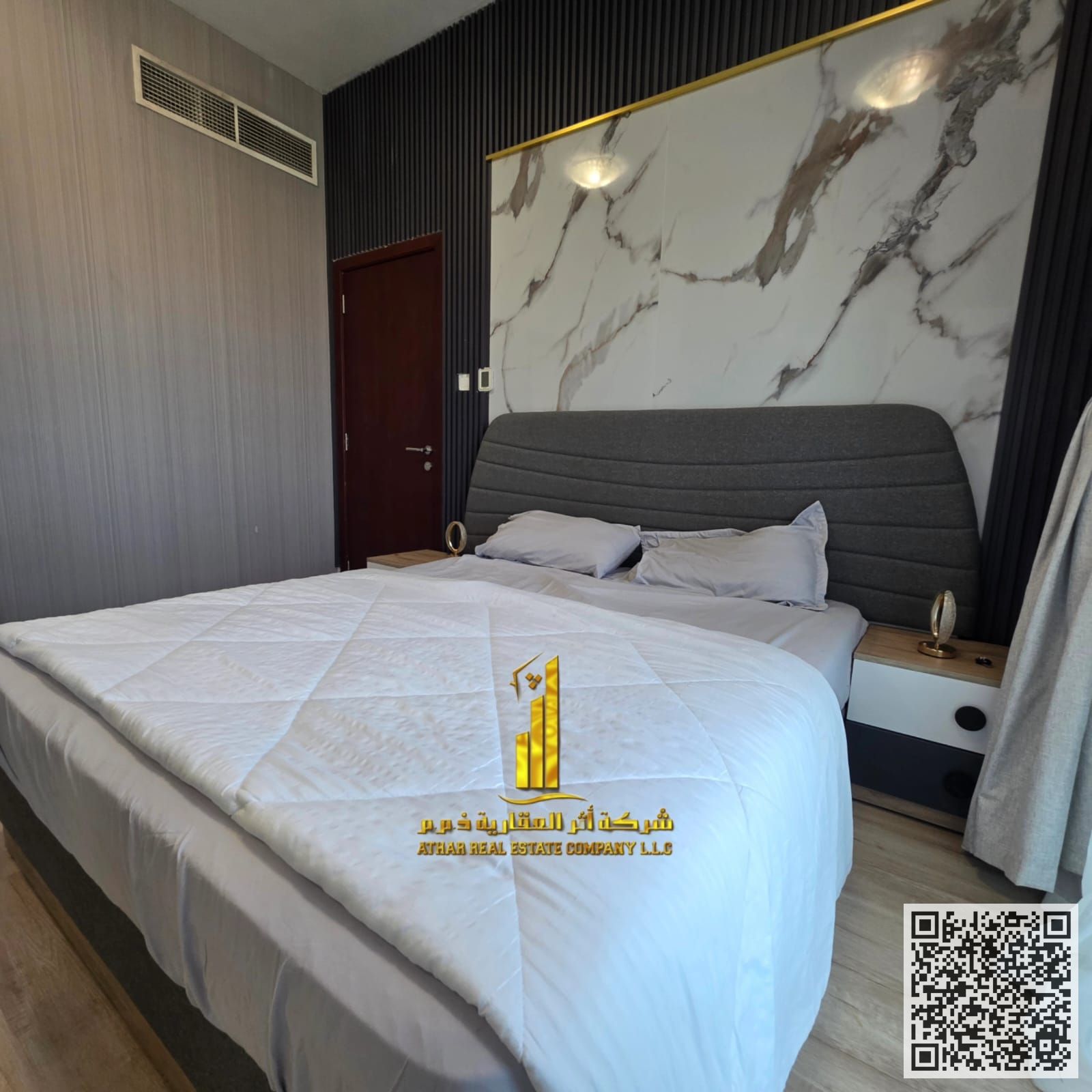 The most luxurious and elegant one-bedroom apartment, fully furnished with brand new, high-end furniture, and includes a private parking space inside