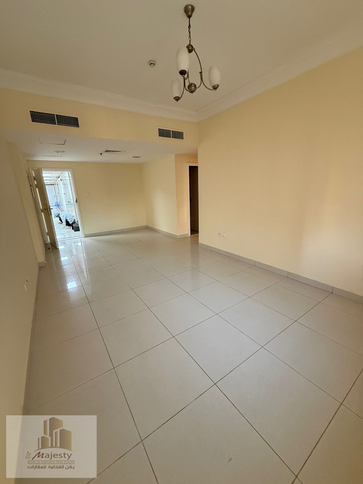 Two-bedroom apartment with a living room and two bathrooms available for rent in Al Khan area, Sharjah.