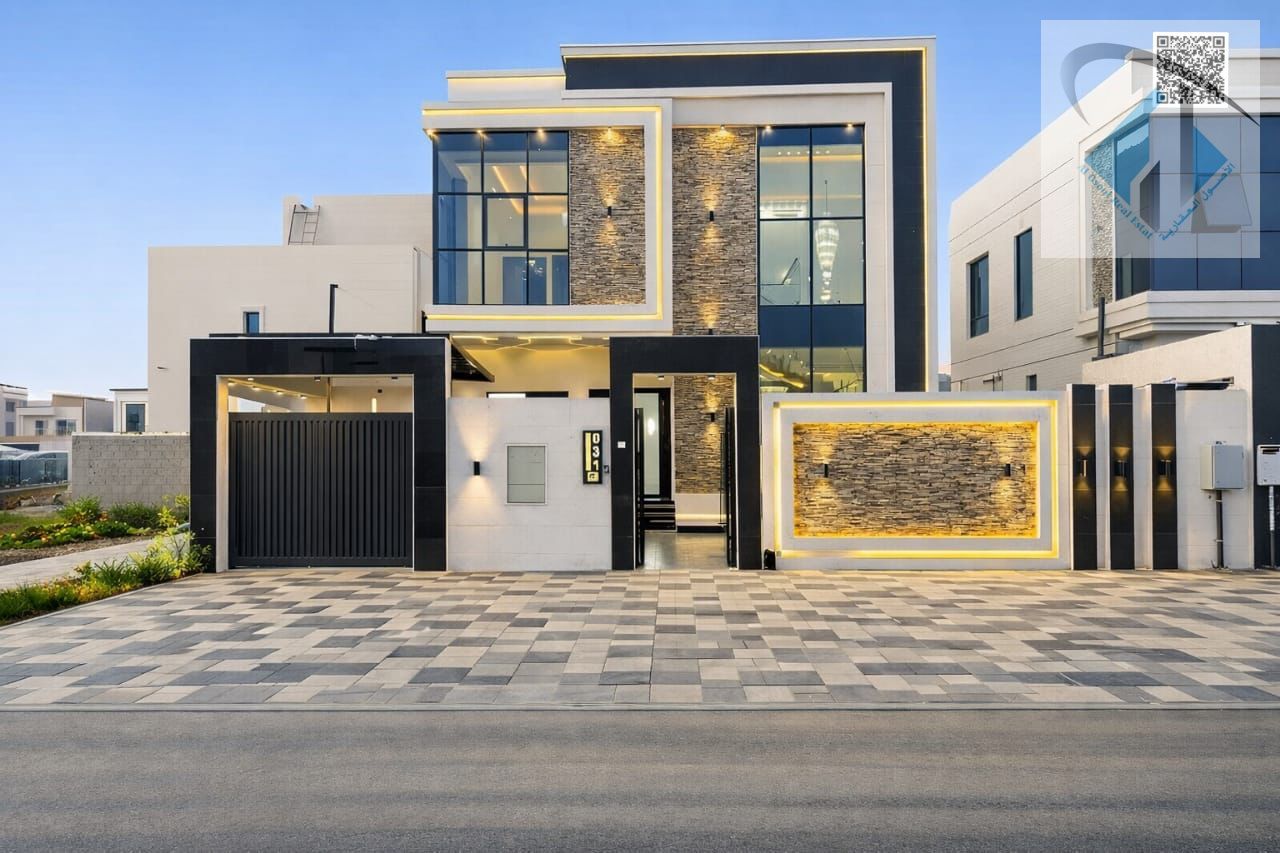 Modern villa for sale in Ajman, Al Yasmin area, with electricity and water connections, at a special price.