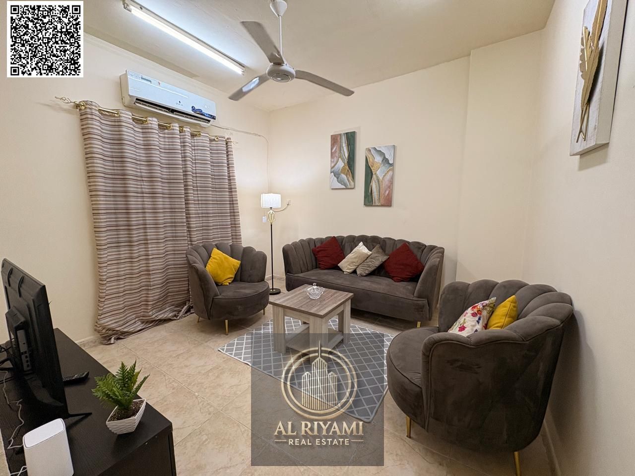 One bedroom and living room, first occupancy, for monthly rent in Al Rashidiya