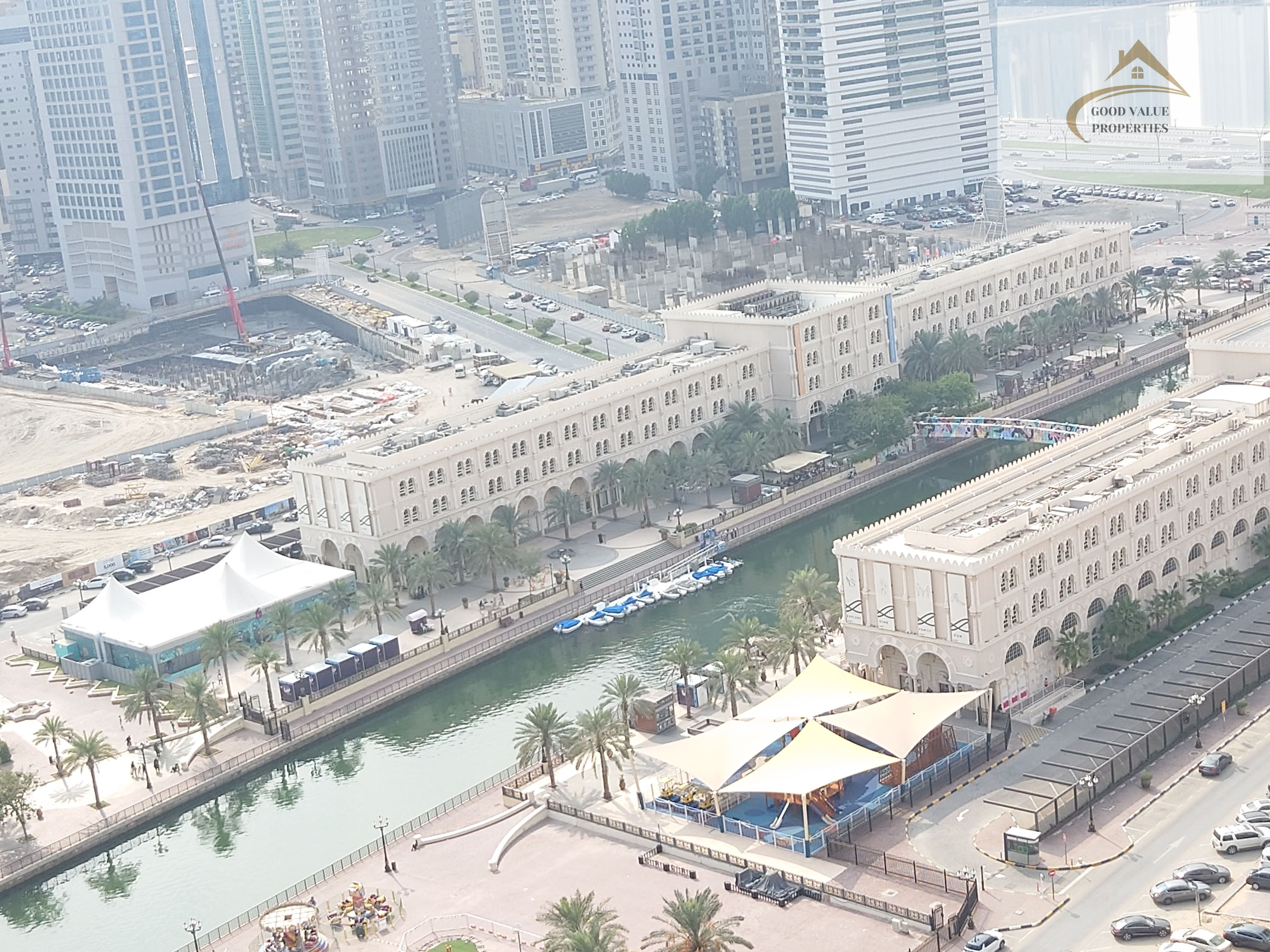 CANAL VIEW CHILLER FREE 3 BHK 75K WARDROBES NEAR QASBAH CANAL NEAR DUBAI