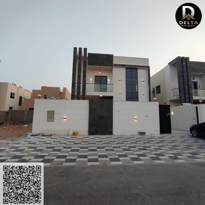 Villa for sale in Al Zahia area, in a prime location with a large setback in front of the villa, facing a public park. The price includes registration
