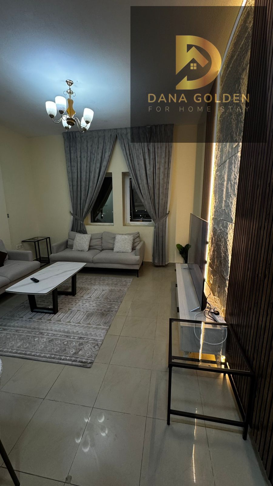 One bedroom, living room, and balcony with a beautiful garden view. Furnished with hotel-style furniture. First occupancy.