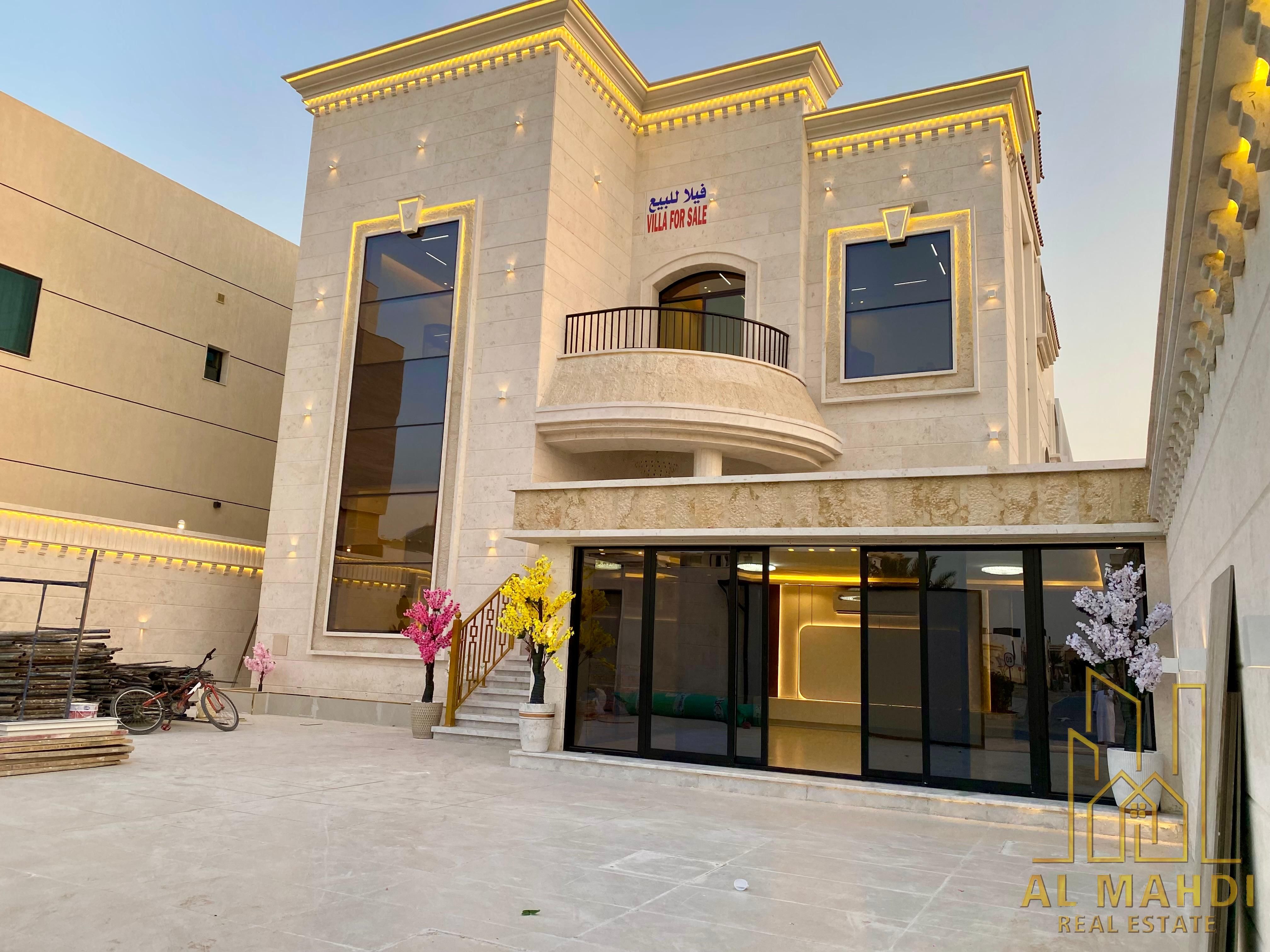 Villa for sale in Ajman, Al Muwaihat 1 area, residential/commercial, 5000 sq ft, prime location next to services and the mosque.