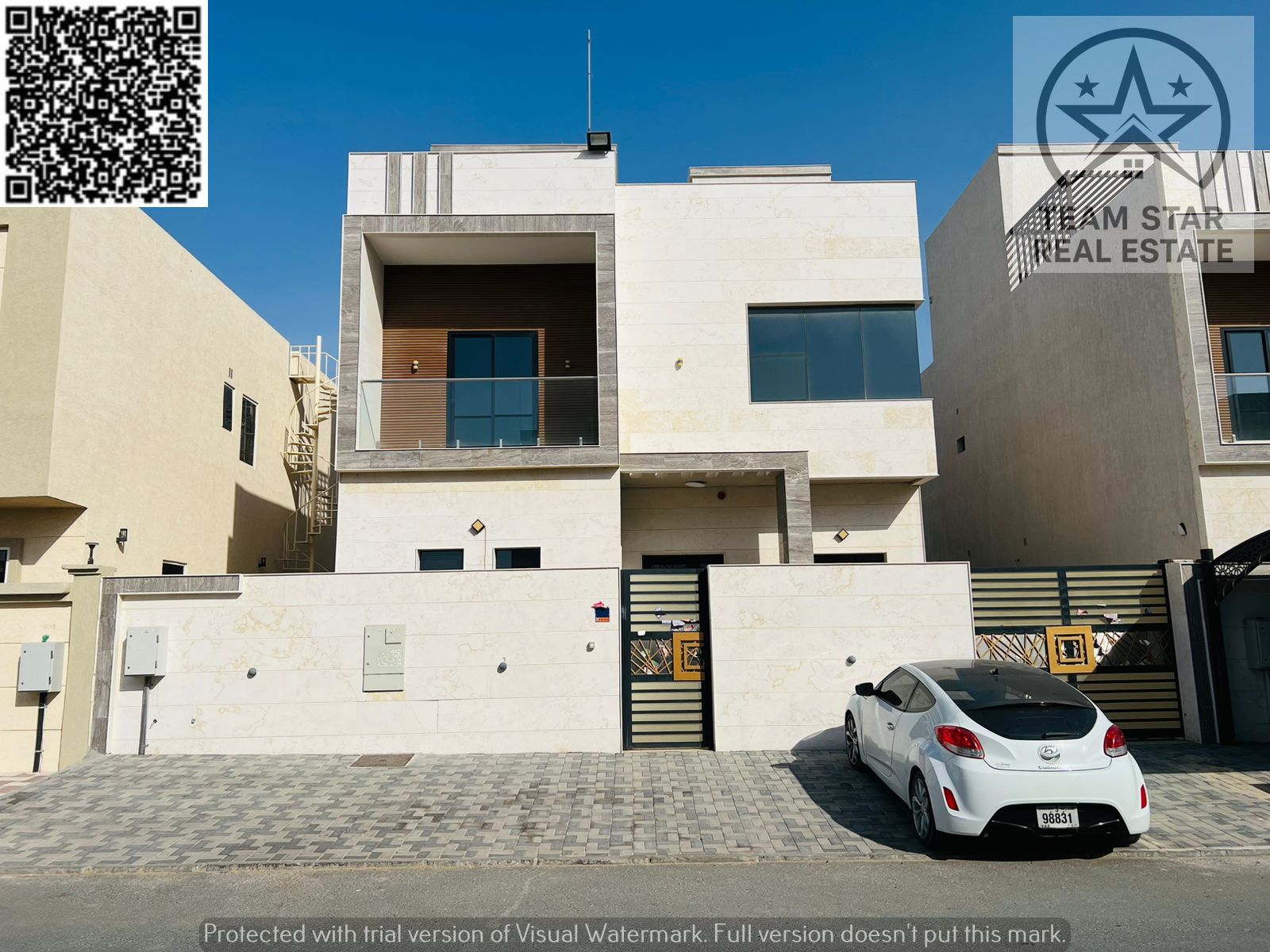 High-end villa with spacious rooms, close to a mosque, and built-in wardrobes.