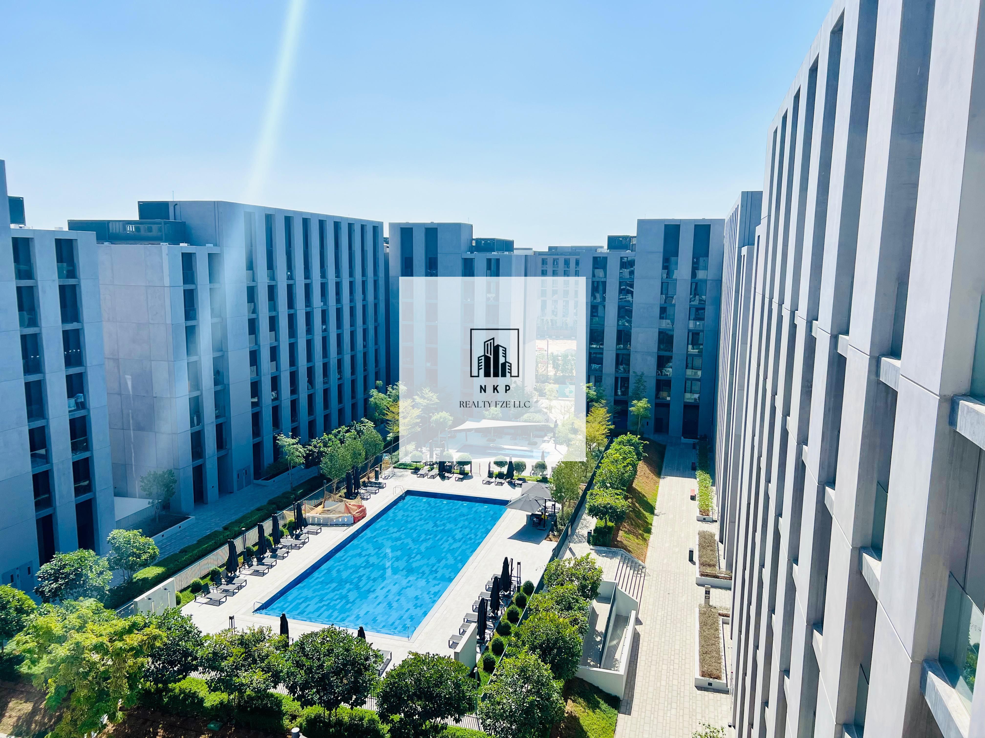 Spacious luxurious 1bhk apartment with 2 bathrooms with balcom swimming pool view