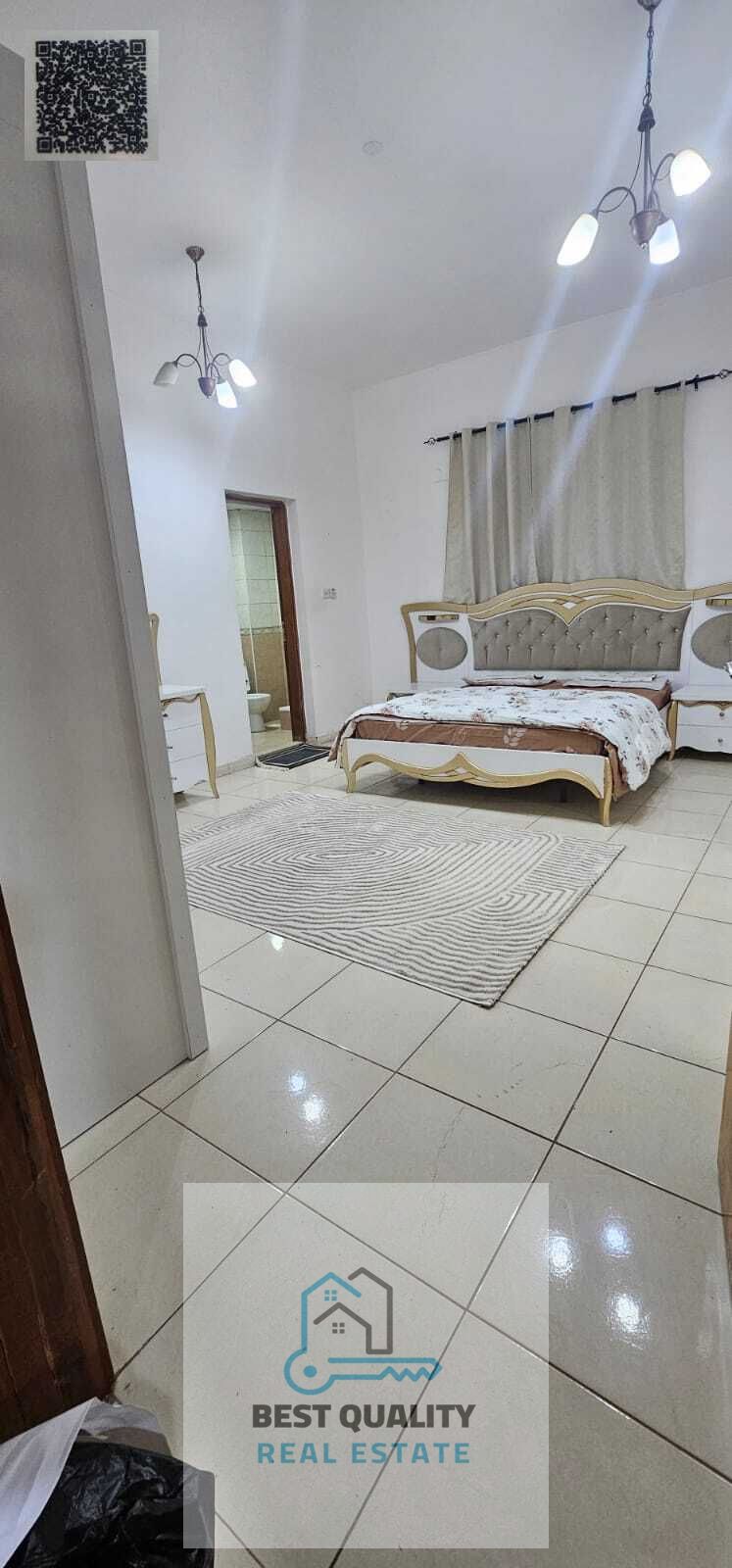 Furnished studio apartment for monthly rent in Ajman, second row from the Corniche.
