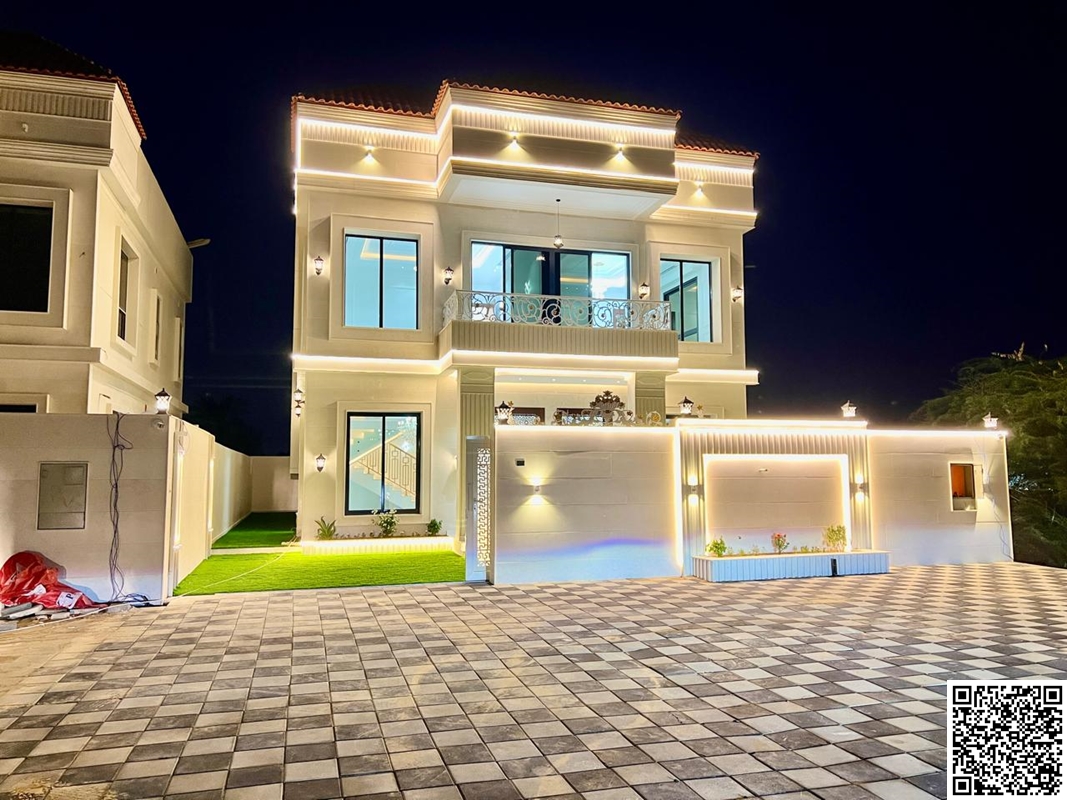 Classic design villa for sale in Al Helio 2 area – Ajman. Excellent location opposite the mosque. Two floors and a roof. Includes registration and own