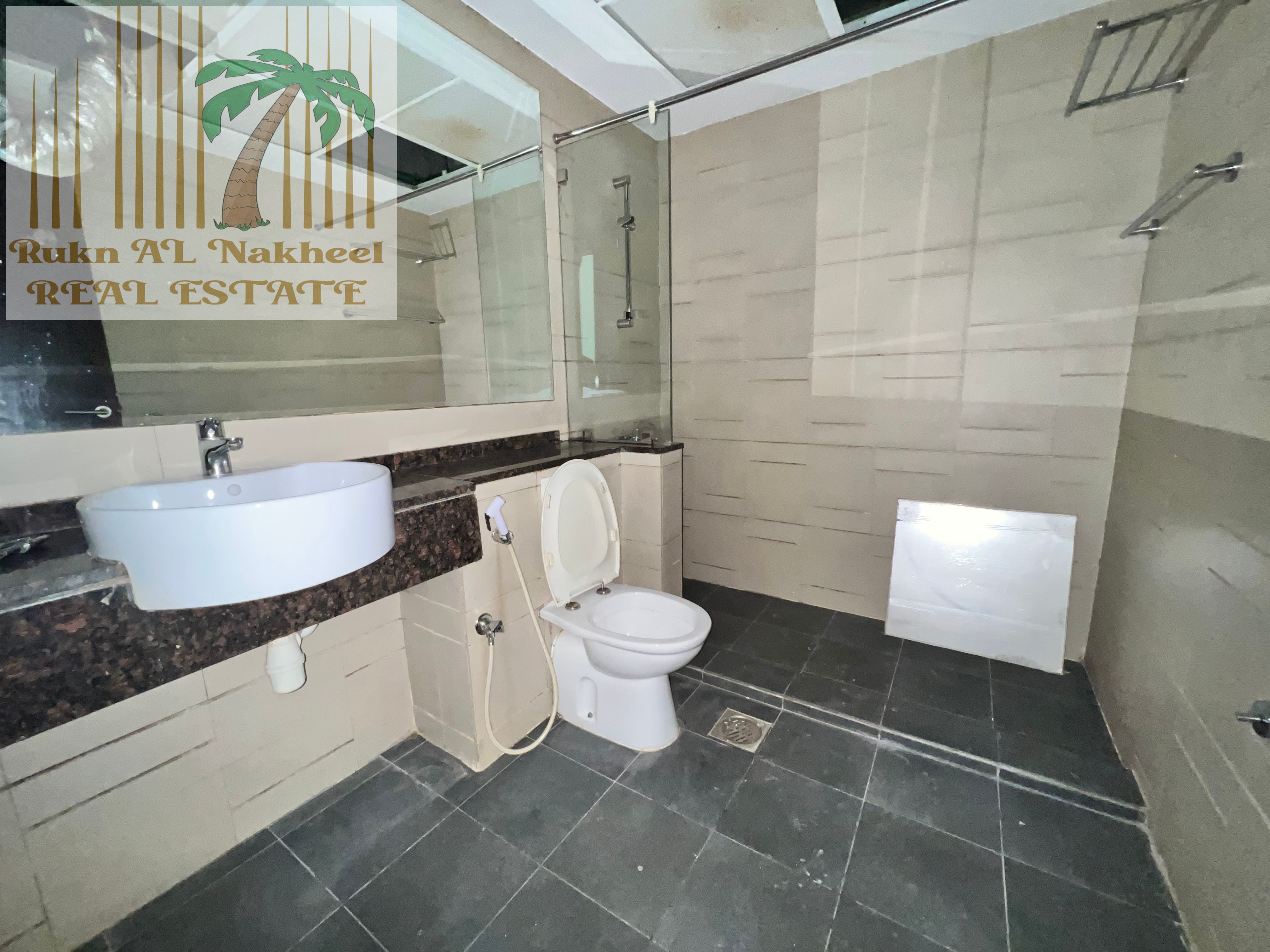 LIKE A BRAND NEW Gym pool chiller & parking free 2bhk 3bath balcony ready to move near Cornish easy access to Dubai for more details contact us