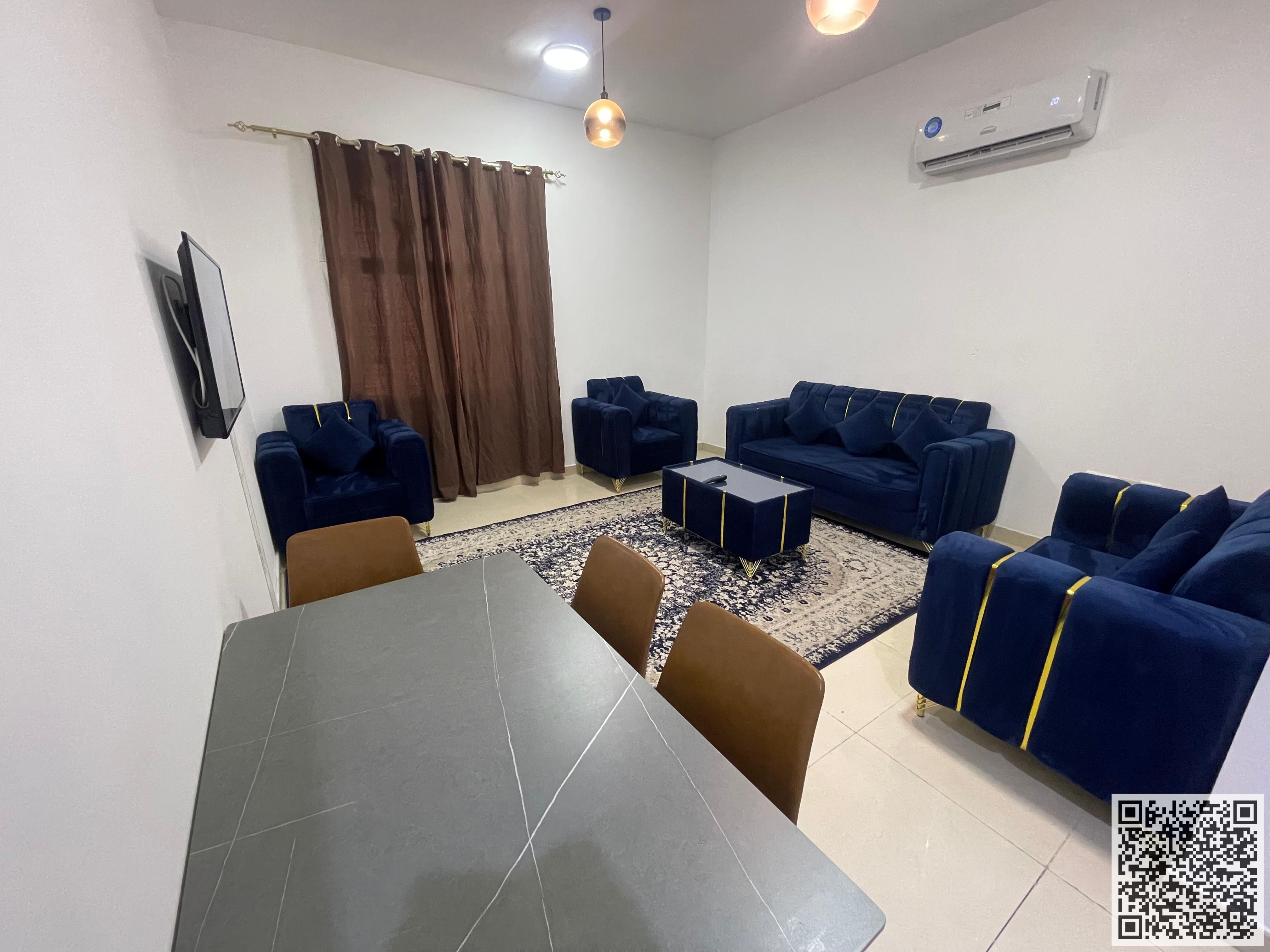 Luxury Apartment One bedroom, living room, and balcony for monthly rent on Ajman Corniche. Fully furnished, at a special price! Rent includes