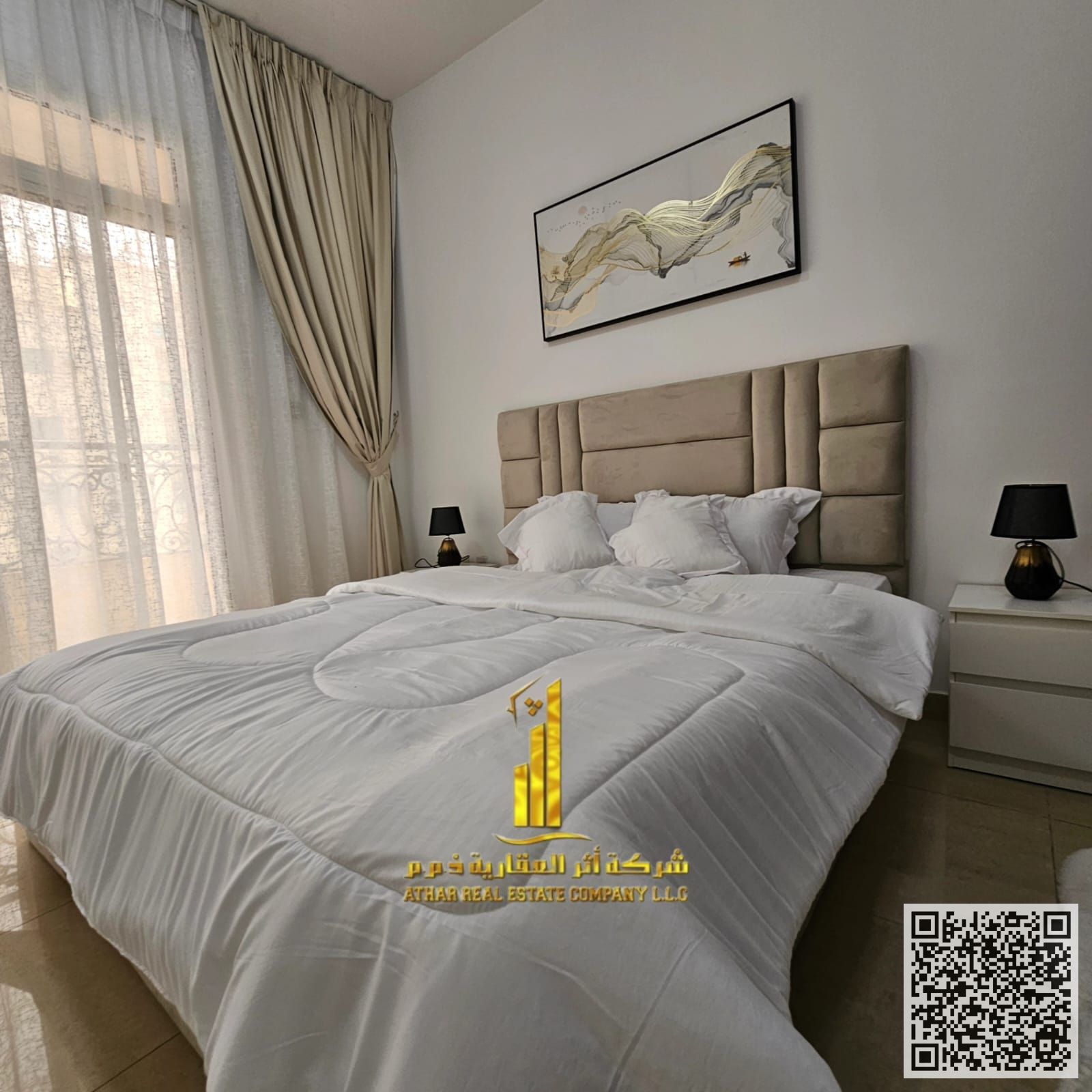 Luxurious and elegant one-bedroom apartment, fully furnished with brand new, high-end furniture in a very prime location.