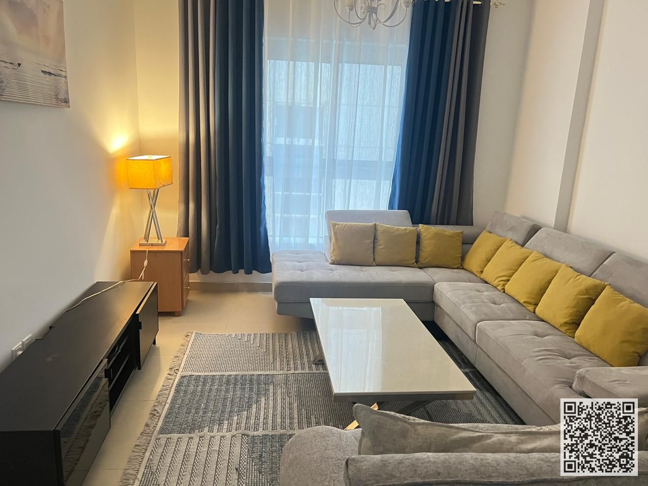 Luxury apartment, brand new, never lived in! One bedroom, living room, and balcony for monthly rent in Ajman, Al Yasmin Towers. Fully furnished