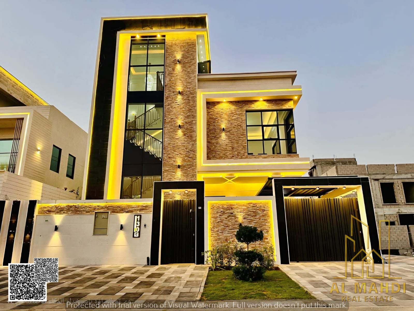 Modern 3-storey luxury villa for sale in Al Yasmine – Ajman | Stone façade | Prime location near Sheikh Mohammed Bin Zayed Road