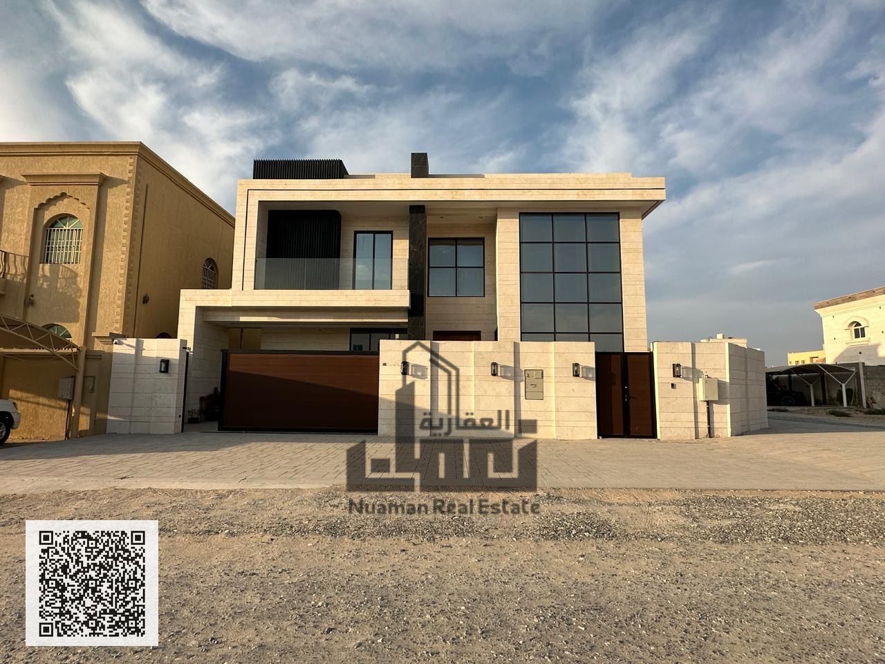 Modern corner villa for sale in Al Rawda 1, Ajman, ready to move in with high-end finishing and freehold ownership for all nationalities