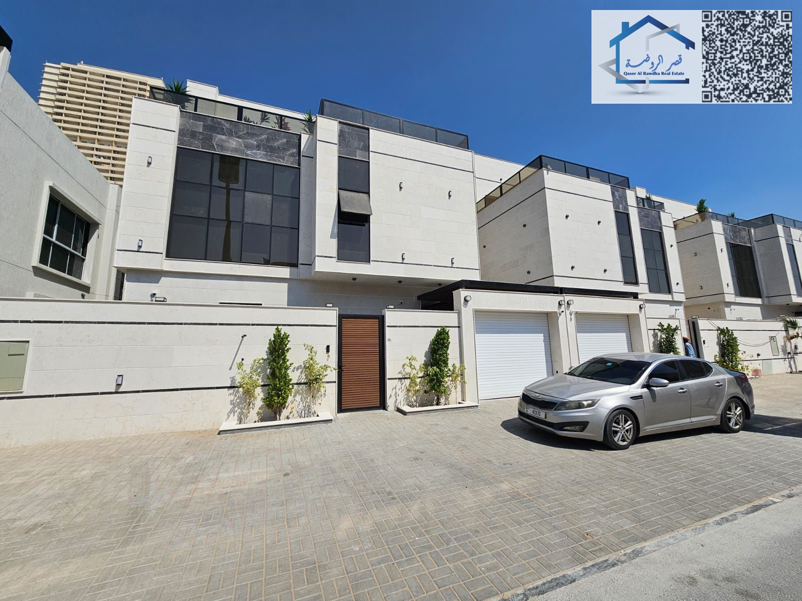 Luxury Modern Villa for Sale in Al Amrah – Ajman | Ground Floor, First Floor, and Roof, Includes Water, Electricity, and Air Conditioning. Freehold fo