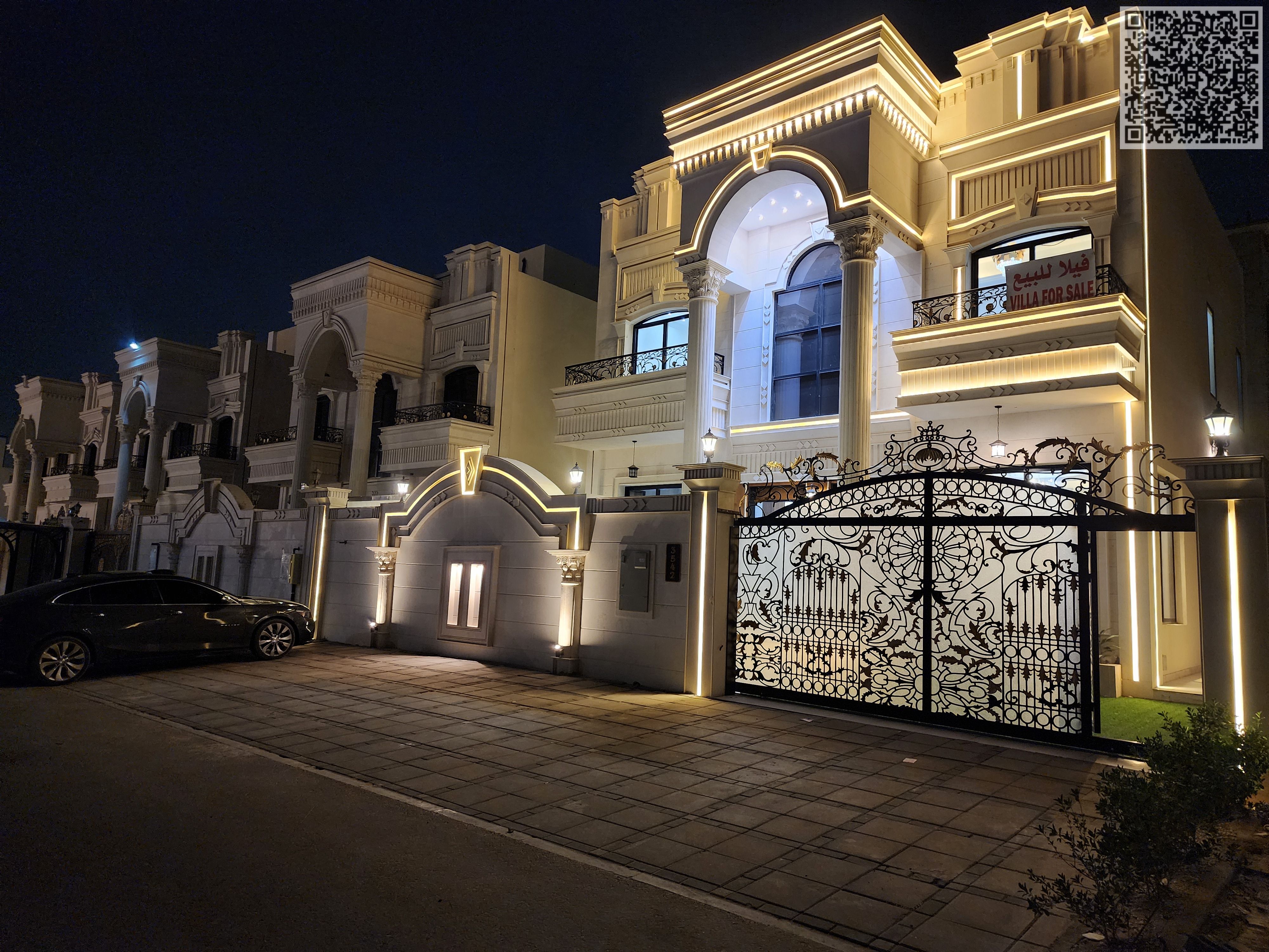 Ultra Luxury 6 Master Bedroom White Villa for Sale in Al Helio 2, Ajman – Prime Location | Outdoor Sitting Area | Parking | Close to Market