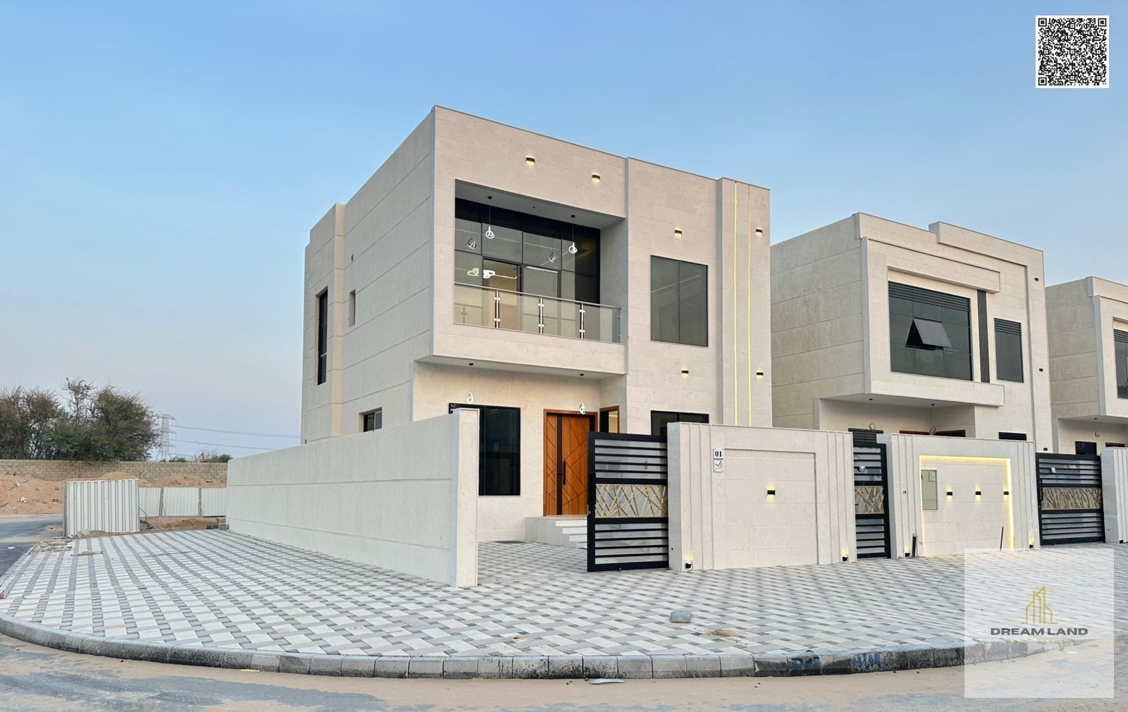 Modern European-style villa for sale in Al Helio area, Ajman. Excellent location opposite the mosque. Two floors. Includes registration and ownership