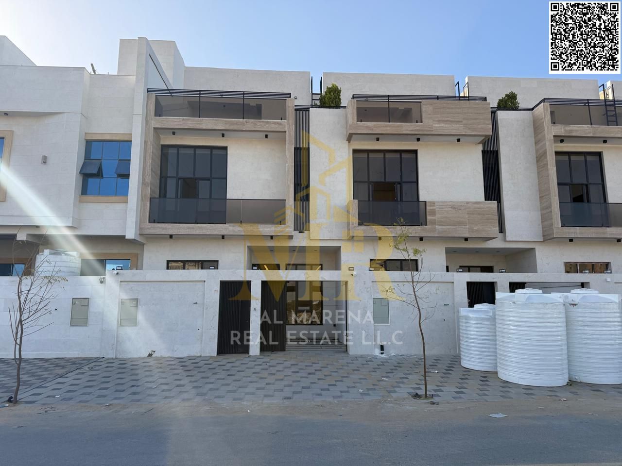 Luxury villa for sale in Al Yasmin – two floors and a roof with a modern design, price includes registration fees