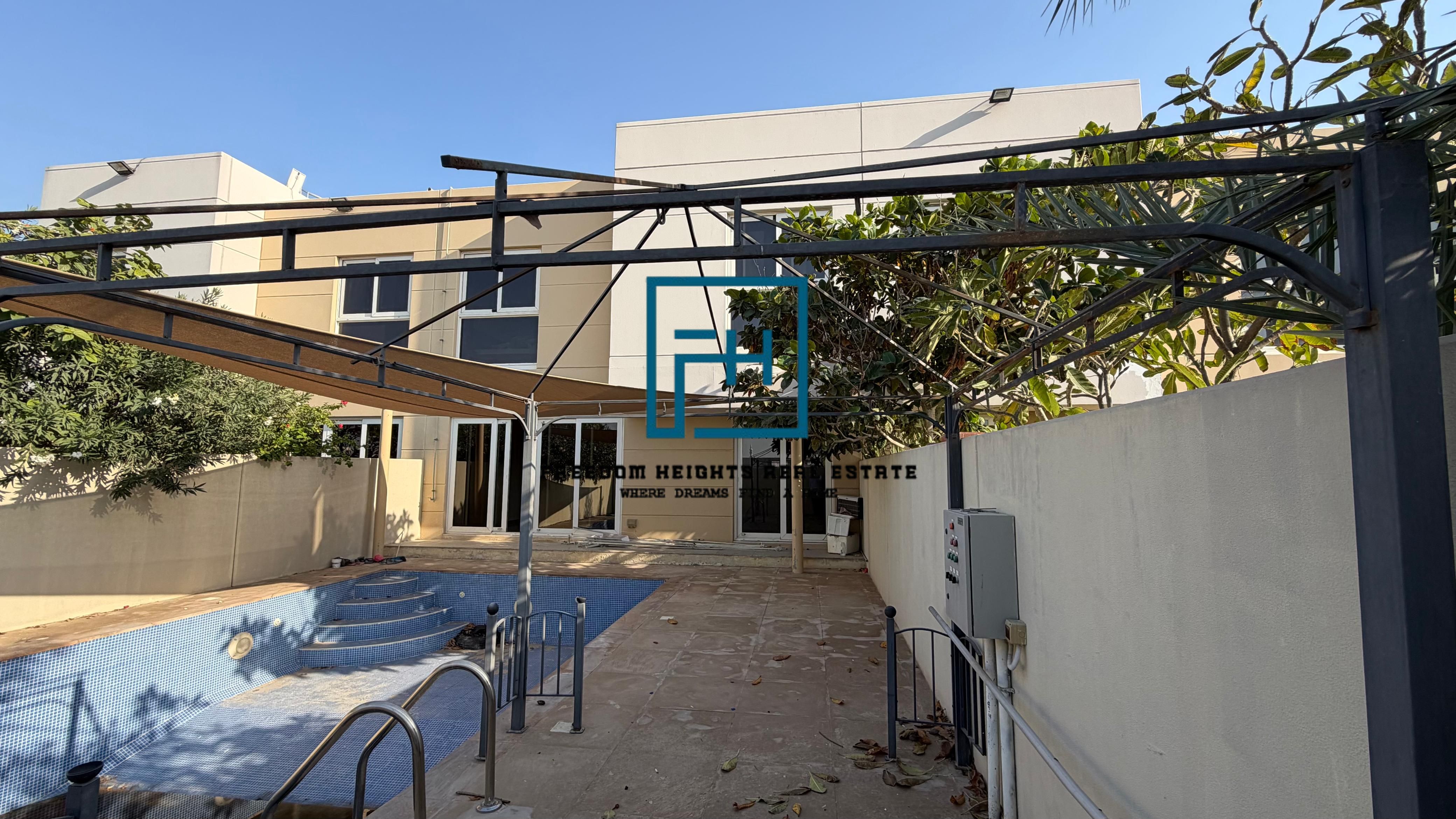 Villa with swimming pool 3 bedrooms covered parking| for rent | Al Zahia