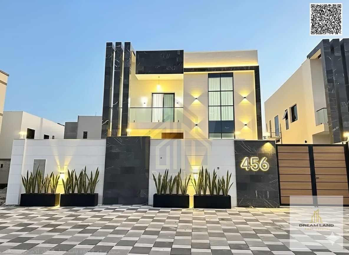 Villa for sale in Al Zahia area, in a prime location with a large setback in front of the villa, facing a public park. The price includes registration