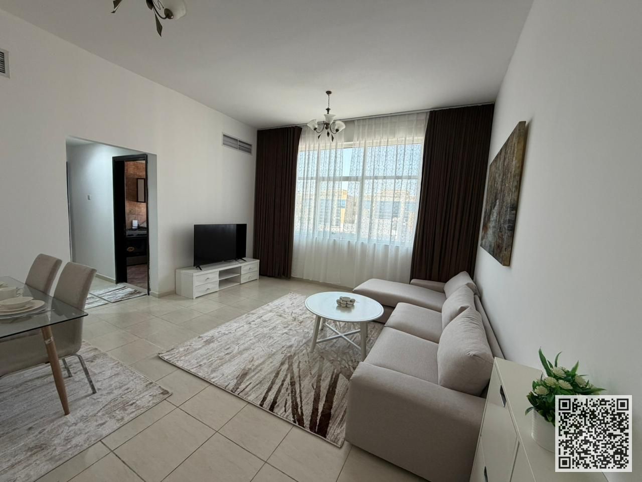 Luxurious furnished one-bedroom apartment with brand new furniture for monthly rent in Ajman - Al Jurf 2 - Al Jurf Towers