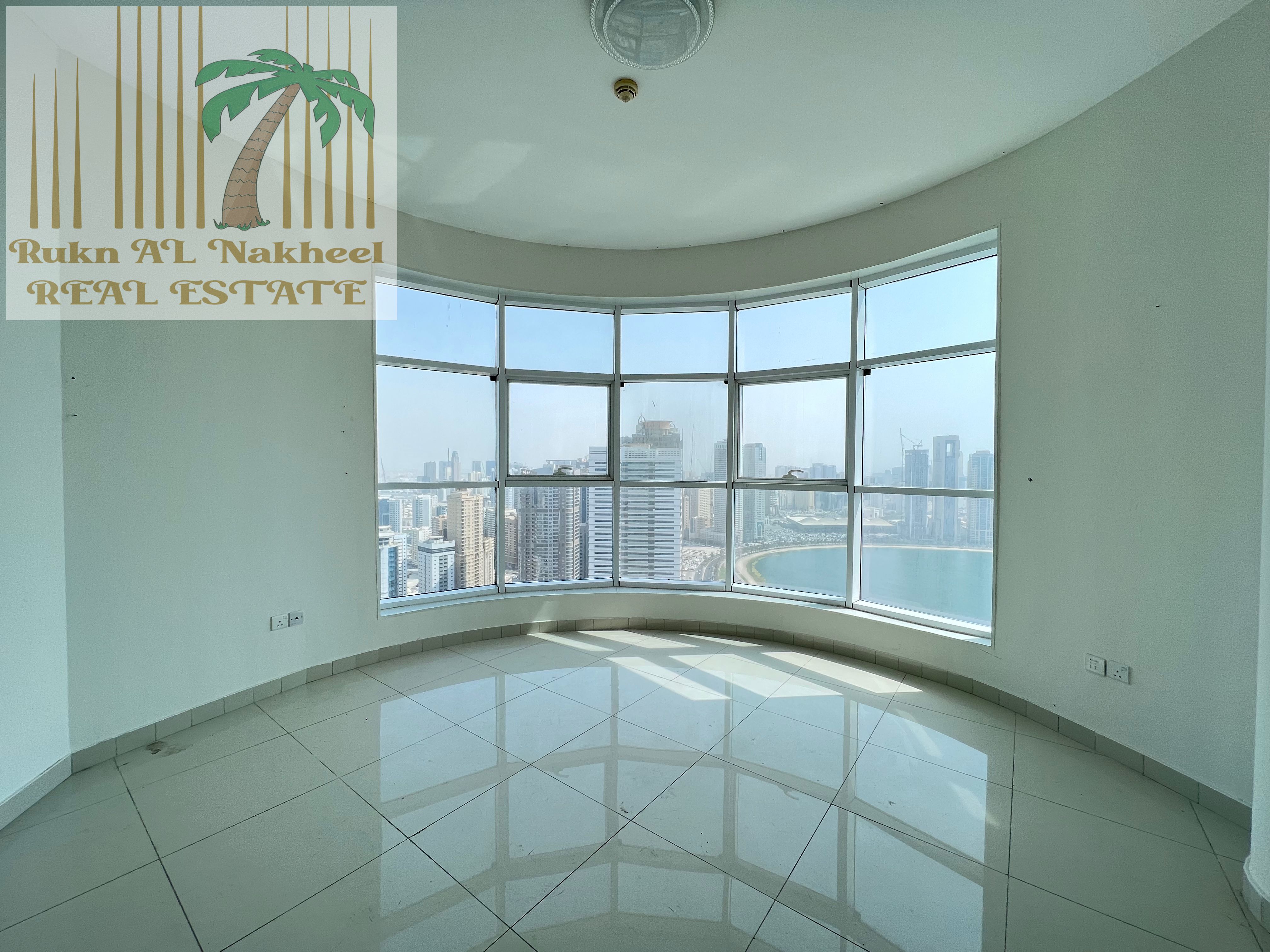 LIKE A BRAND NEW Gym pool chiller & parking free 2bhk 3bath ready to move near Cornish easy access to Dubai for more details contact us