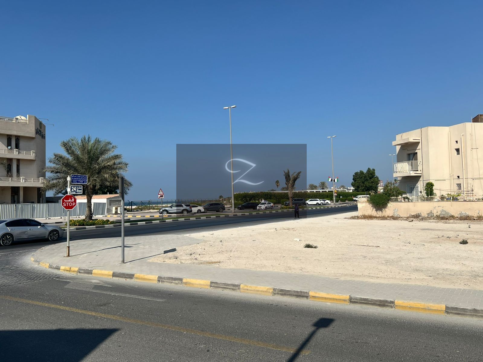Land for sale in Sharjah, Al Khan / Al Khalidiyah area. Prime location, corner plot on 3 streets.