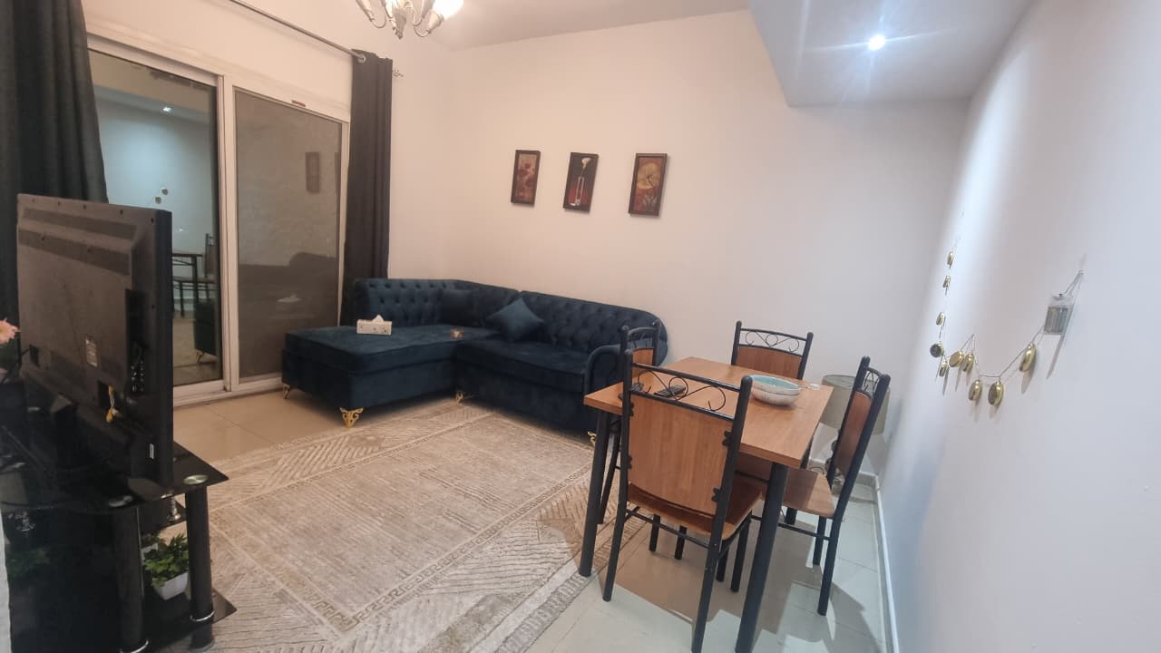 For rent fully furnished 1BR + living room in 3, first-time occupancy, rent AED 5,000, deposit AED 1,000, ready to move in.